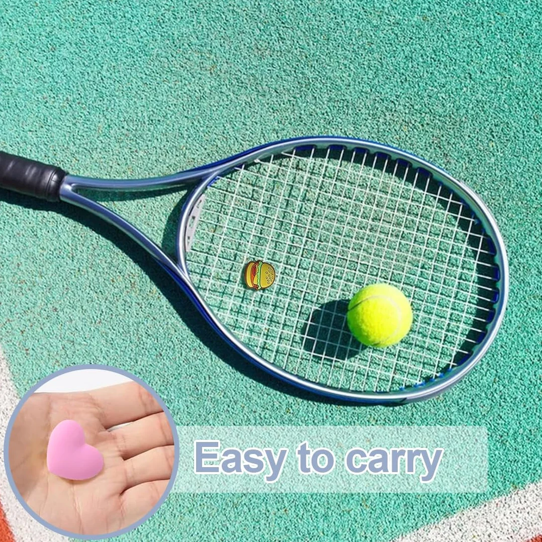 Amortiguadores de silicona para raqueta de tenis, forma de corazón hamburguesa y papas fritas, bádminton