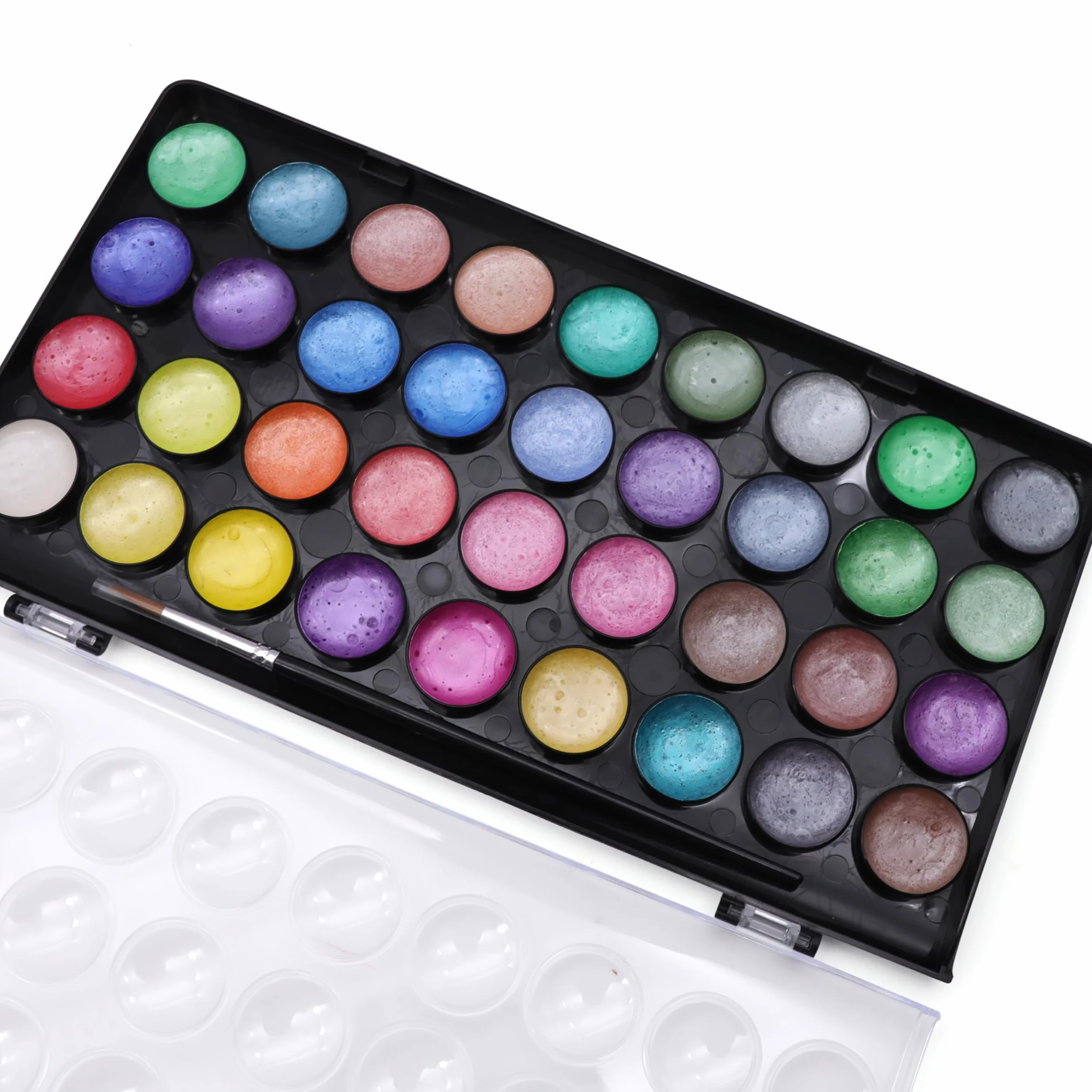 Artme Acuarelas/Paletas metálicas para pasteles de pintura de acuarela con un pincel de artista, 36 colores vibrantes