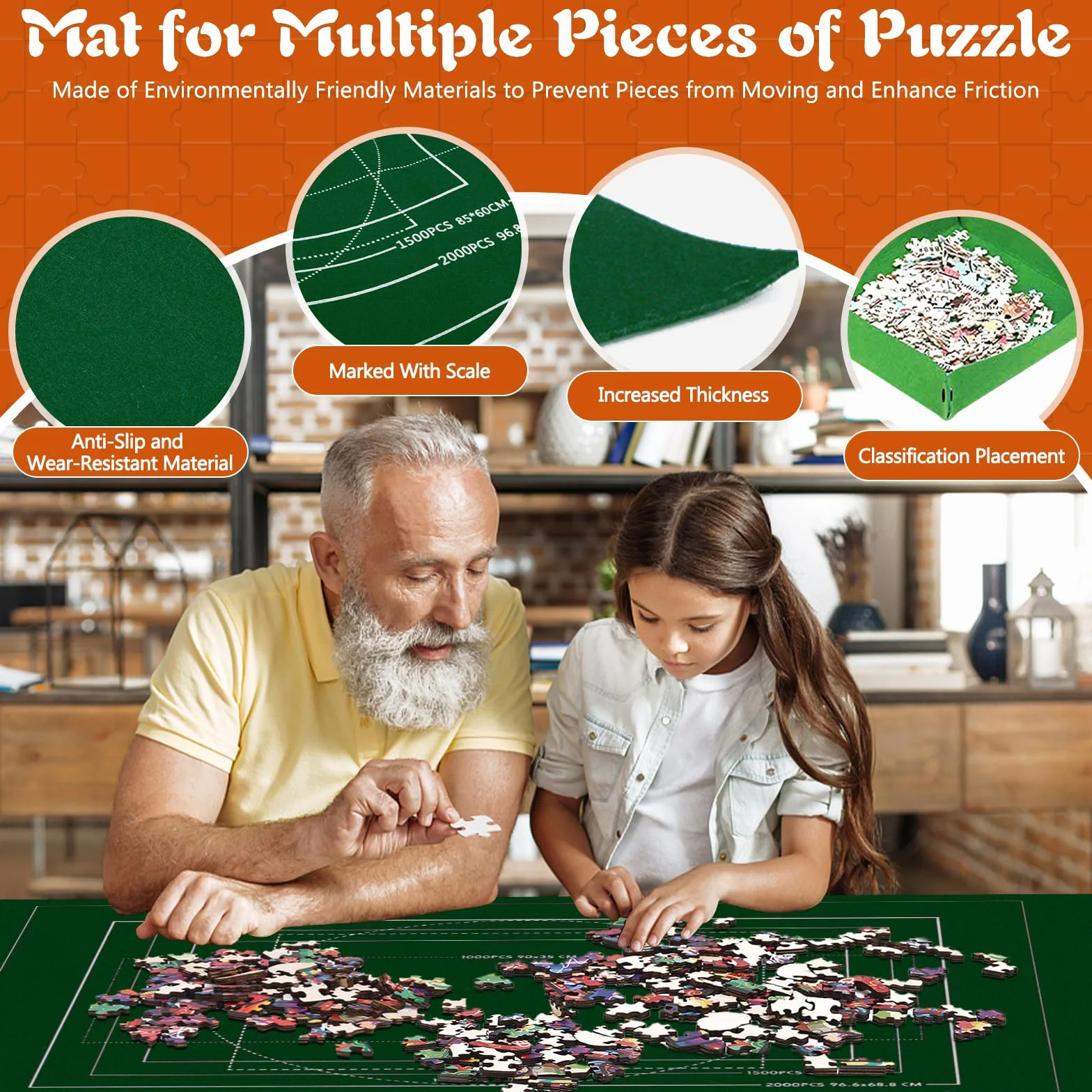 MOYKSRR Tapete Puzzle, Tapete para Enrollar Puzzles para 1000 1500 2000 3000 Piezas, Estera de Rompecabezas Portátil, Puzzle-Mat Roll Up Puzzle-Pad, Accesorios para Puzzles
