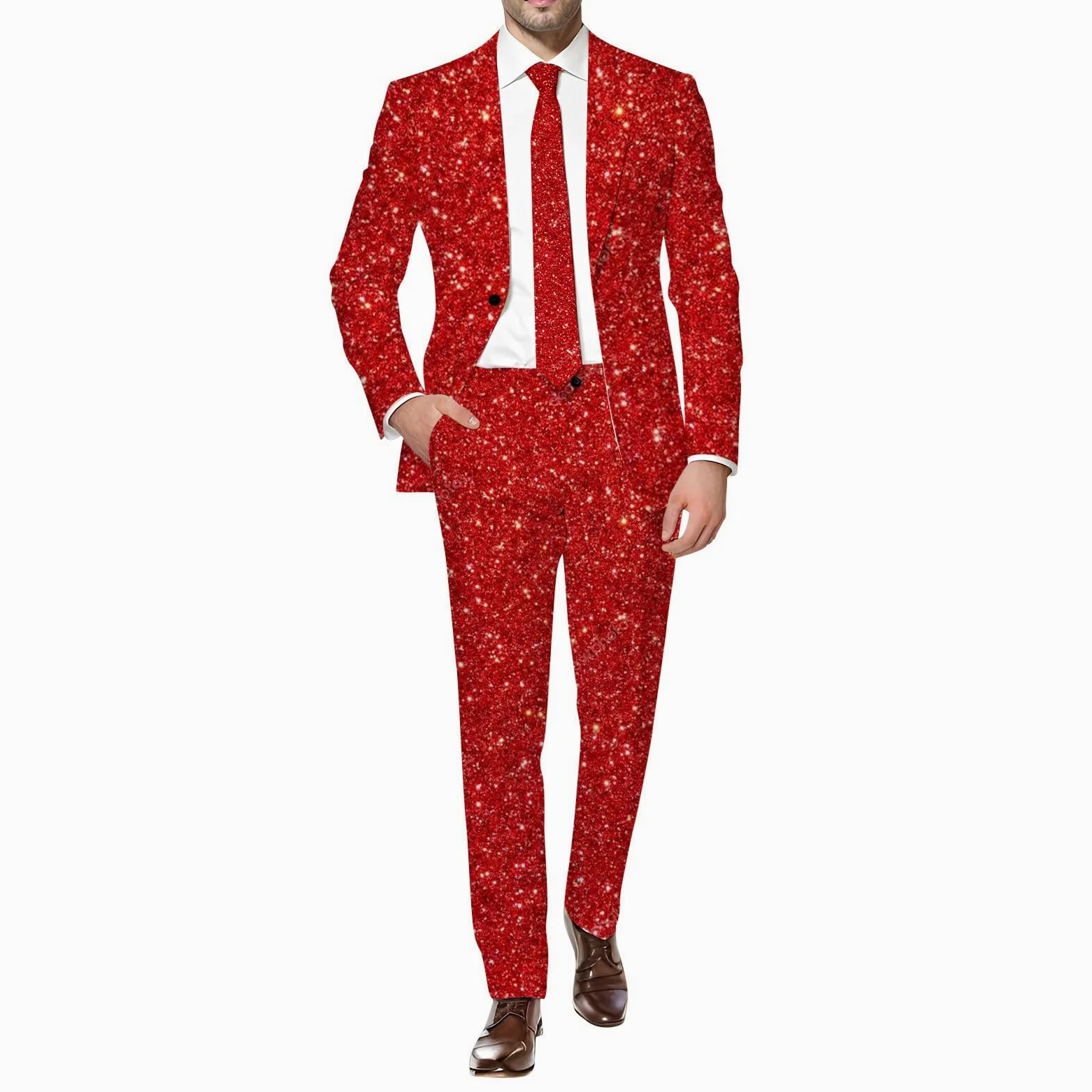 Generisch 2026 Disfraz de Carnaval Hombres Carnaval 3D Digital Impreso Conjunto de Traje de Negocios Ligero Traje de Negocios Chaqueta Pantalones Conjunto