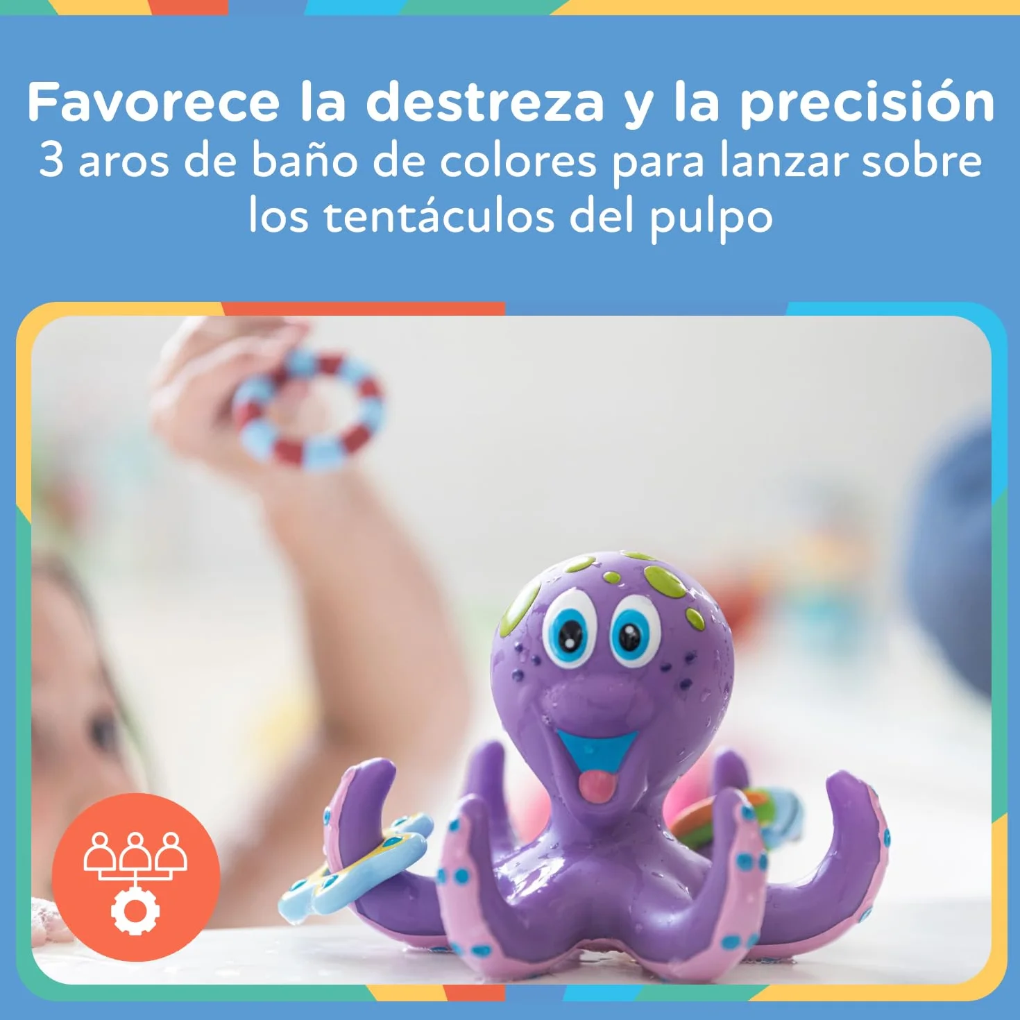 Nuby Pulpo Flotante Juguete de Baño Bebe con Anillos 18+ Meses Violeta