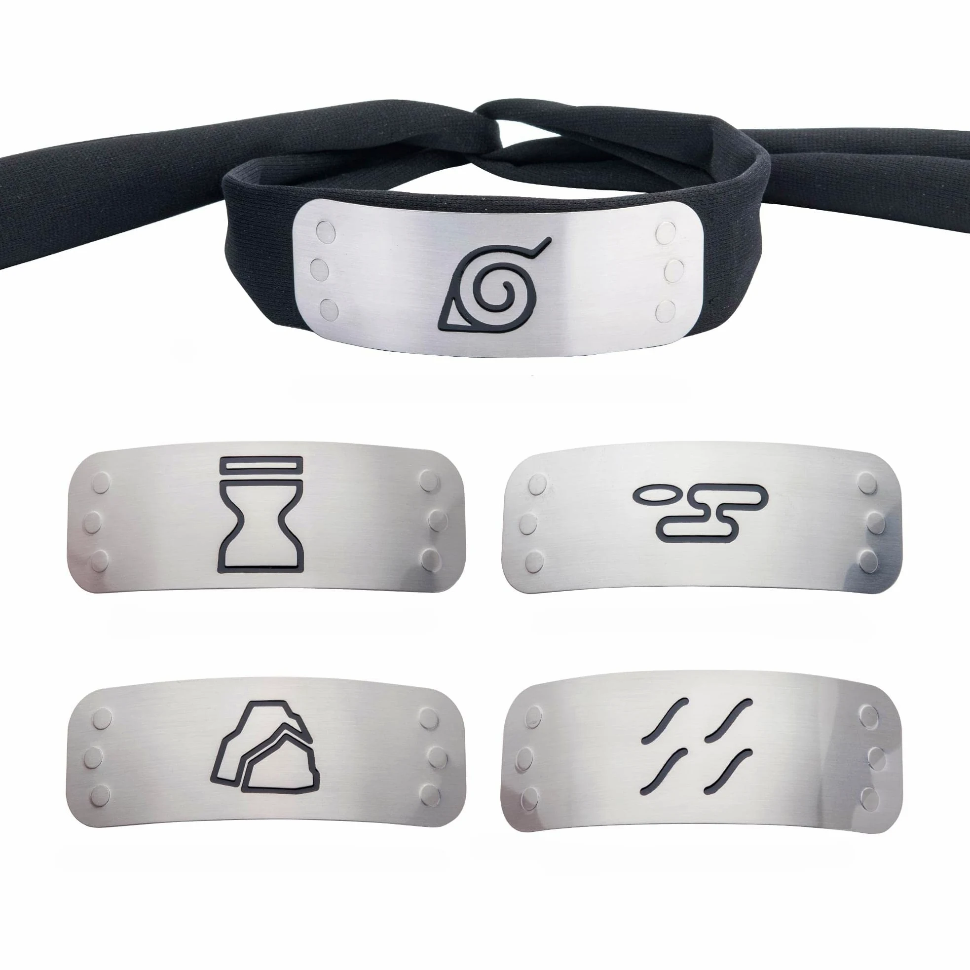 Naruto Juego de diadema para cosplay con 4 platos de pueblo