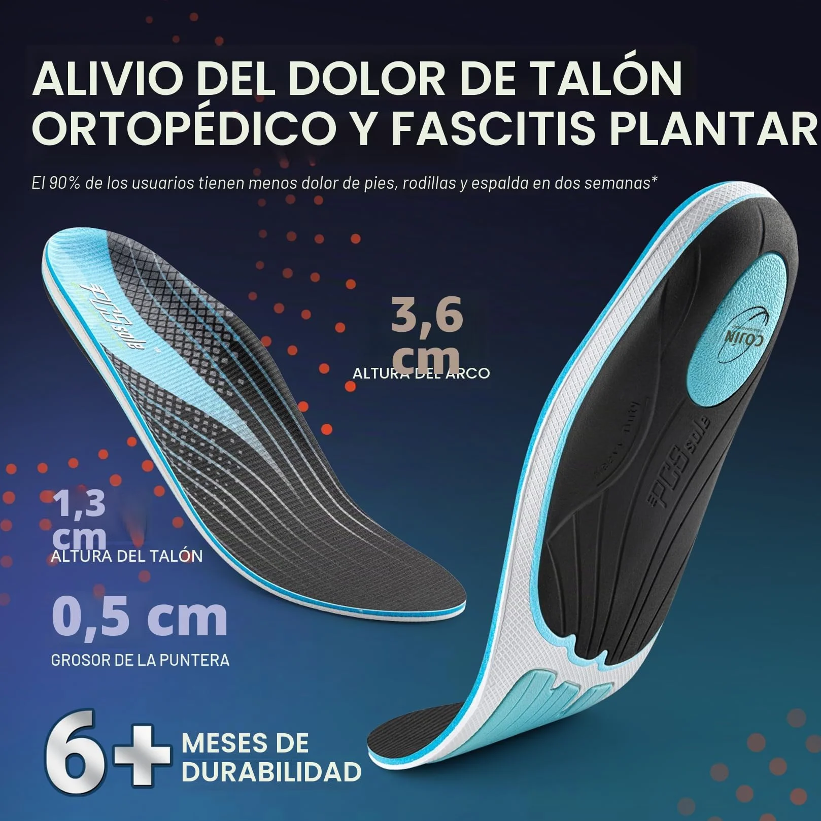 PCSsole Plantillas Ortopédicas, Plantillas Para Espolón Calcáneo, Pies Planos, Dolor De Pies, Soporte Del Arco, Plantillas Ortopédicas Cómodas Para Hombres Y Mujeres.