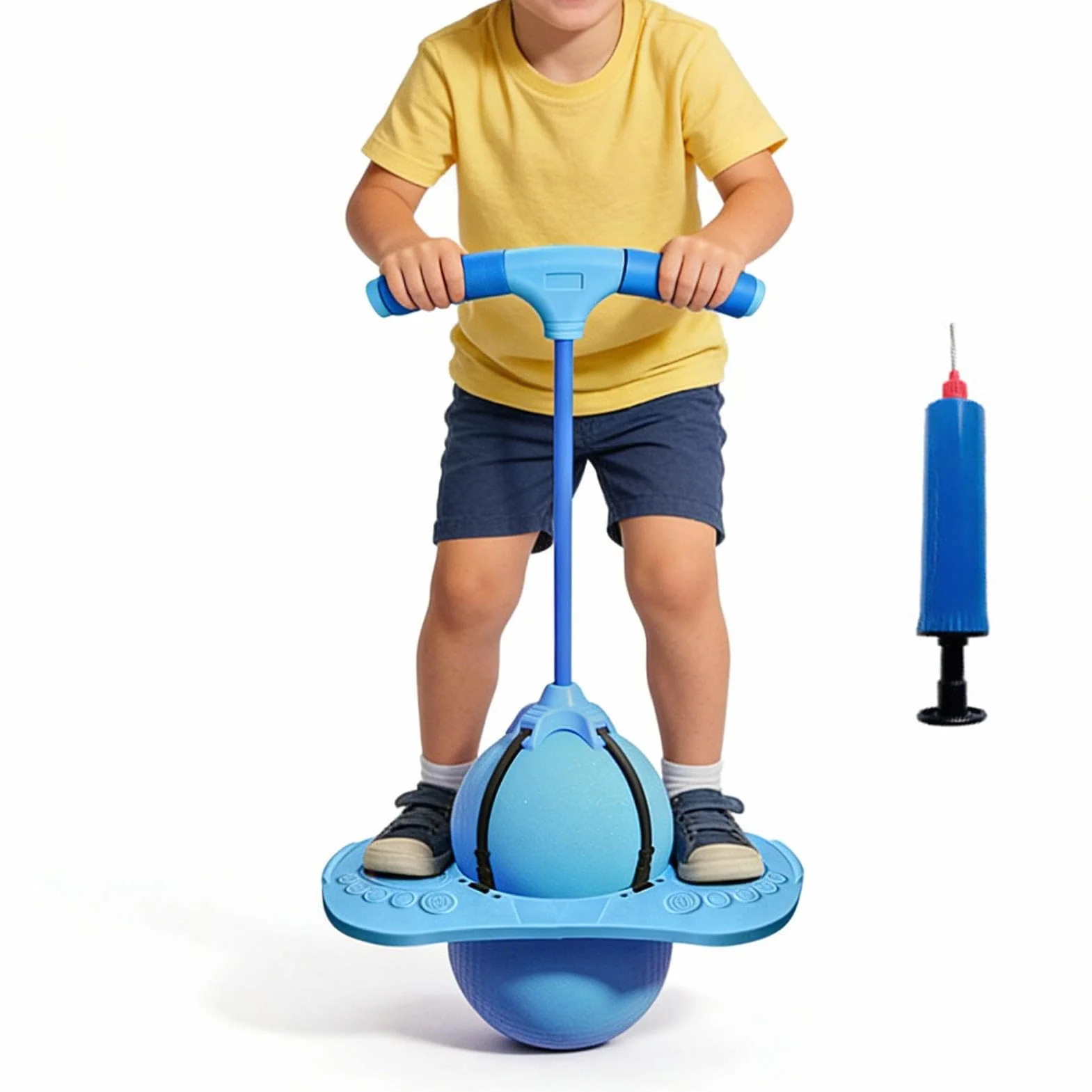 Pogo Pelota de salto para niños y adultos, de equilibrio con mango y bomba de aire, para saltar al aire libre para niños, adultos, entrenamiento, yoga