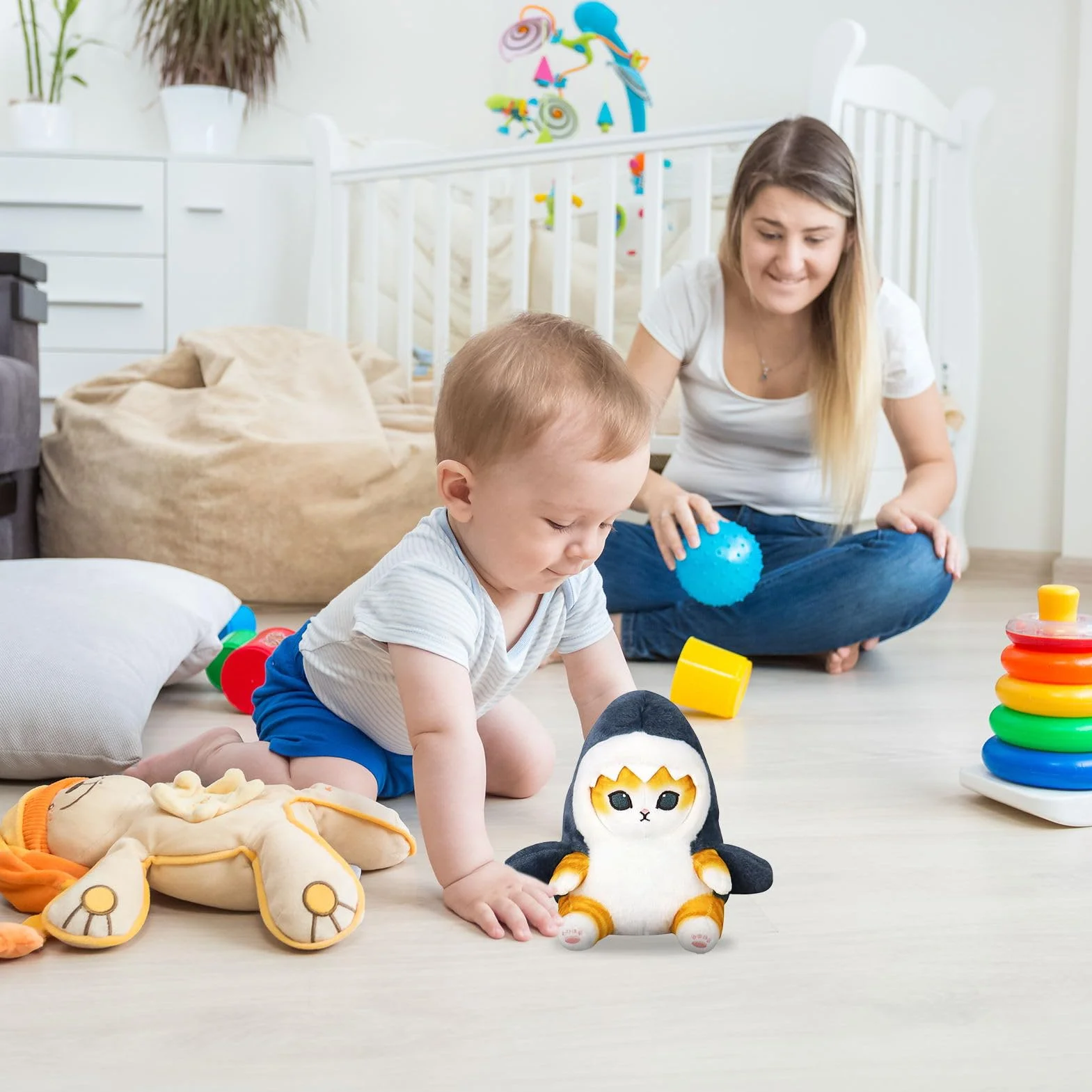 Gato Tiburón Muñeca de Peluche 22 cm Juguete para Niños Niñas y Fanáticos
