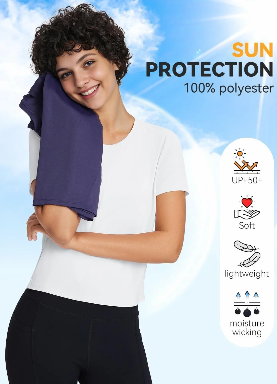 PINSPARK Camiseta deportiva para mujer UPF 50+ protección solar secado rápido manga corta