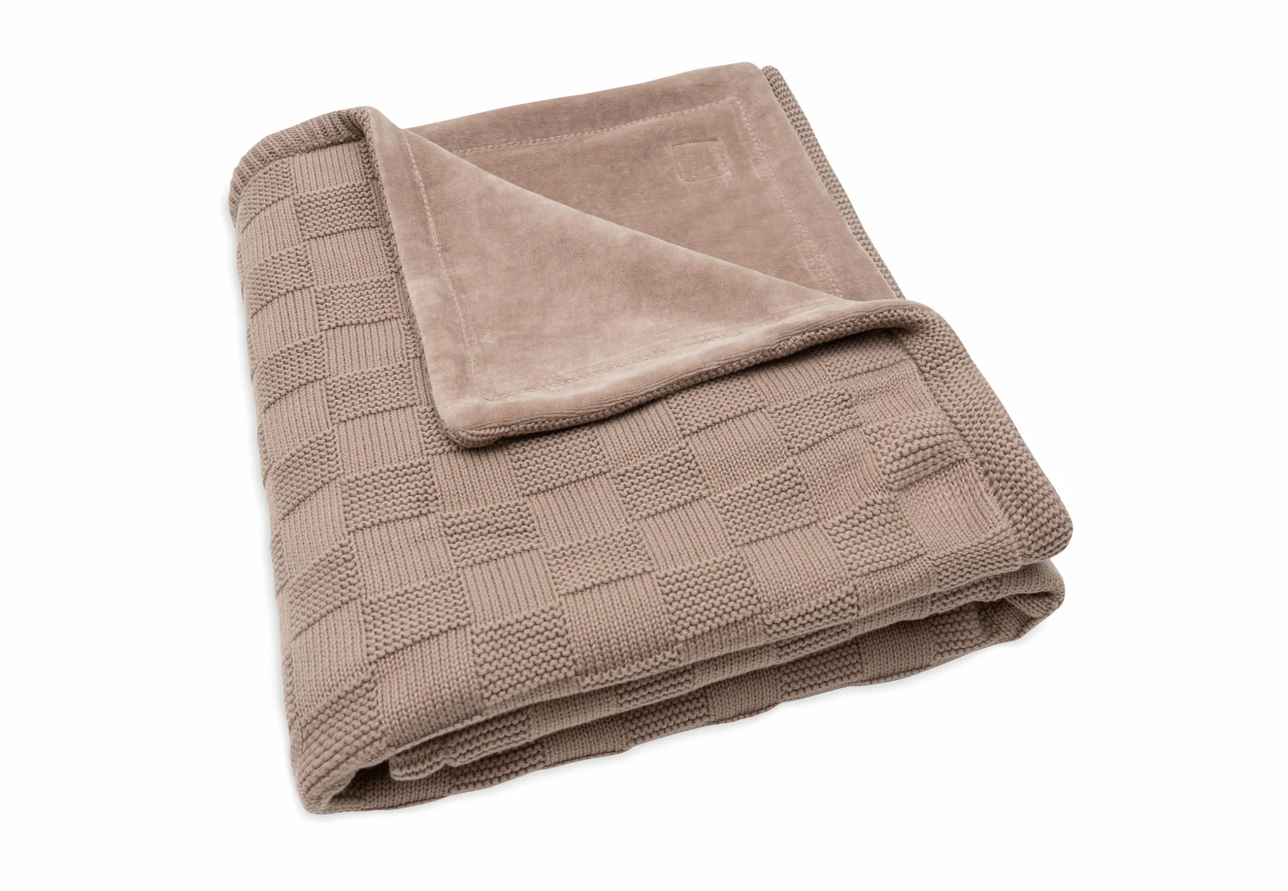 Jollein Manta para bebé Box Knit - Milky Coffee/Velvet - 110x150cm - 100% Algodón - para Cuna - 1.5 TOG - Certificación Gots