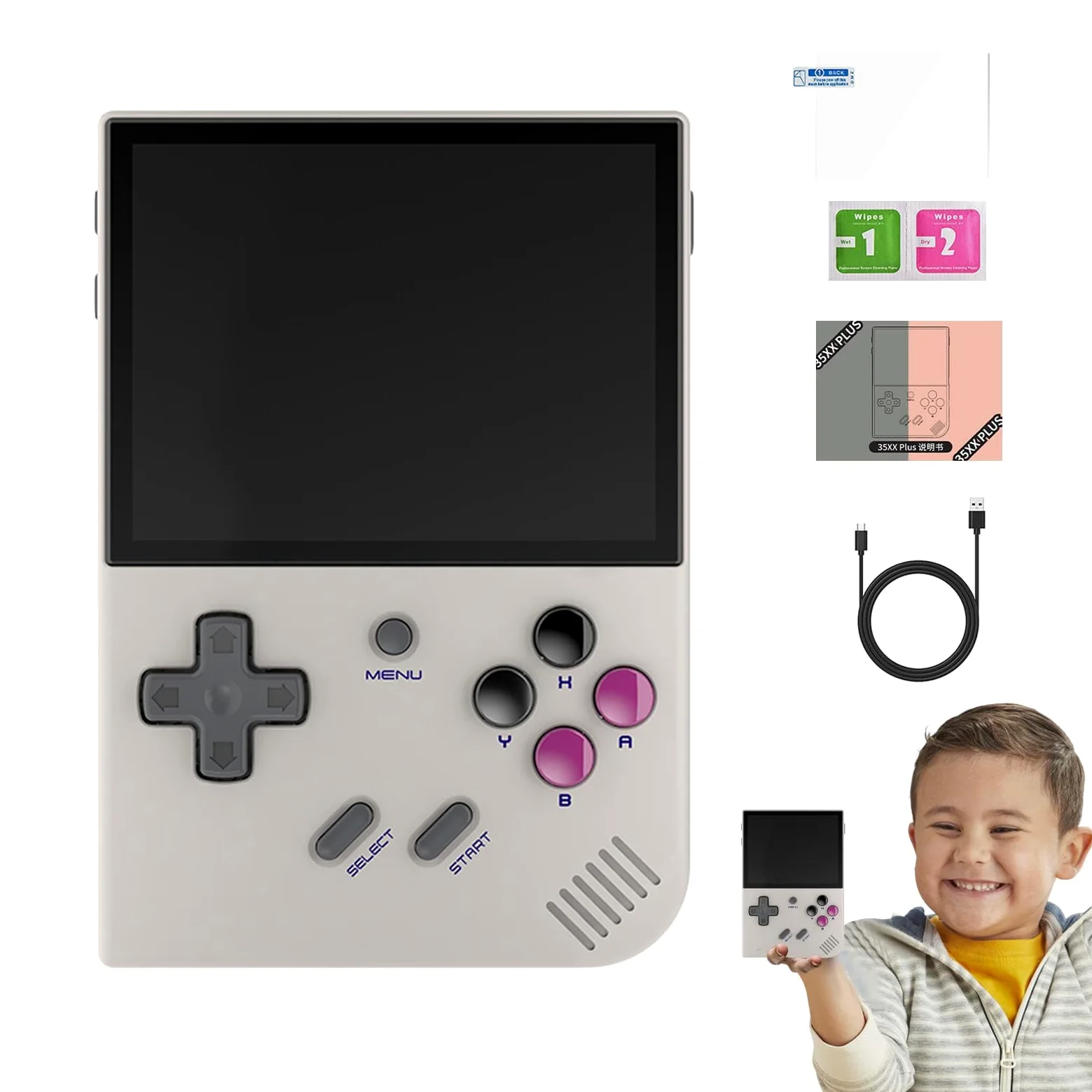 RG35XX PLUS - Consola de juegos portátil con pantalla IPS de 3.5 pulgadas | Consola de juegos portátil para niños, niñas, hombres y mujeres