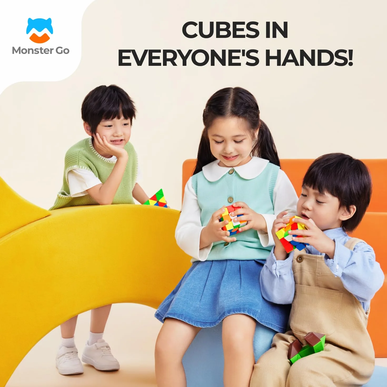 Monster Go Cubo Mágico Magnético 3x3 Speed Cube, MG 356-EDU Cubo de Velocidad con 48 Imanes - Rotación rápida y Suave, Resistente y Duradero, Profesional Original Iman-tado Puzzle (Sin Pegatinas)