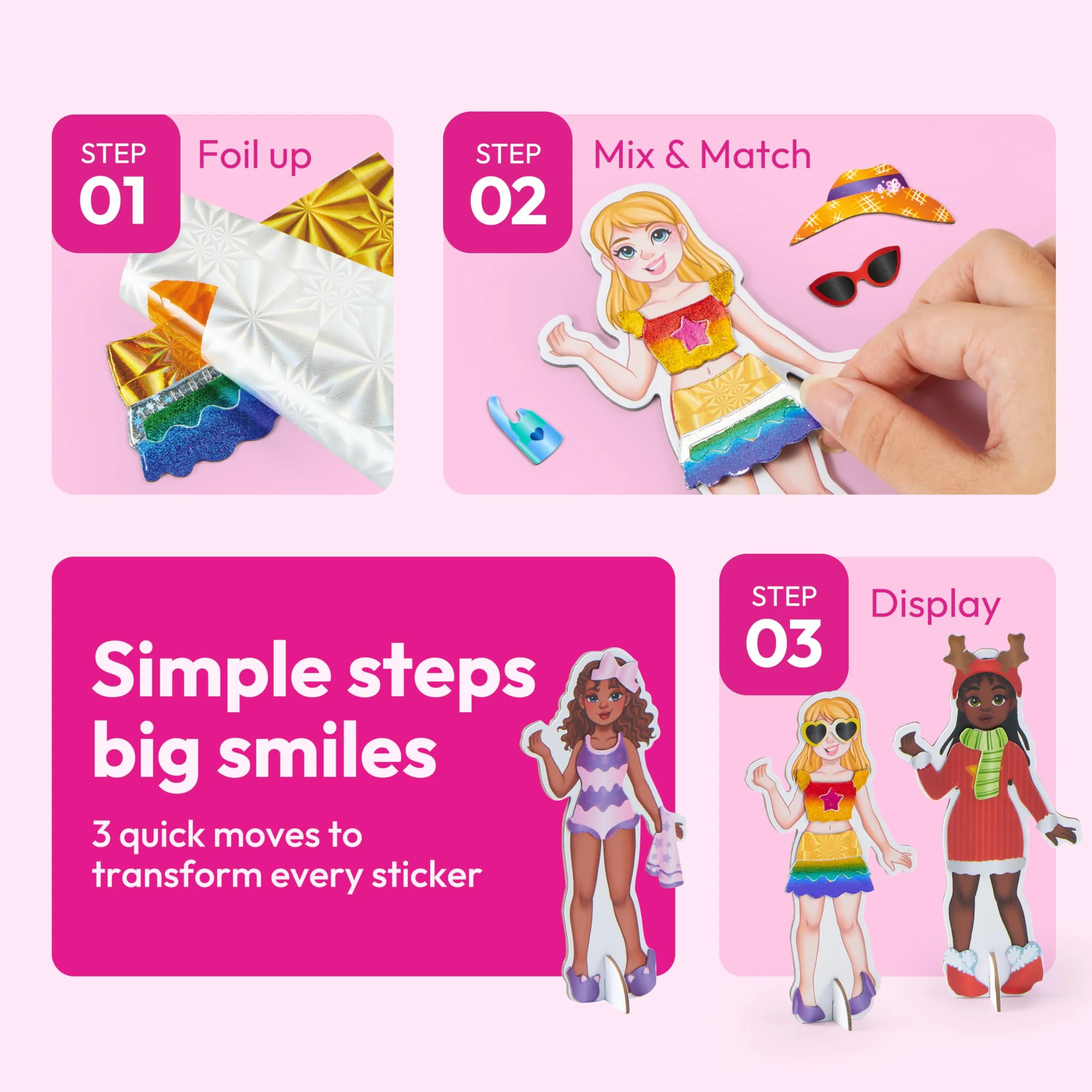 Klever Kits Muñecas magnéticas de vestir para niñas a partir de 4 años, juego de estilo de lujo con 5 muñecas de princesa, más de 60 trajes magnéticos y accesorios de aluminio, libro de actividades