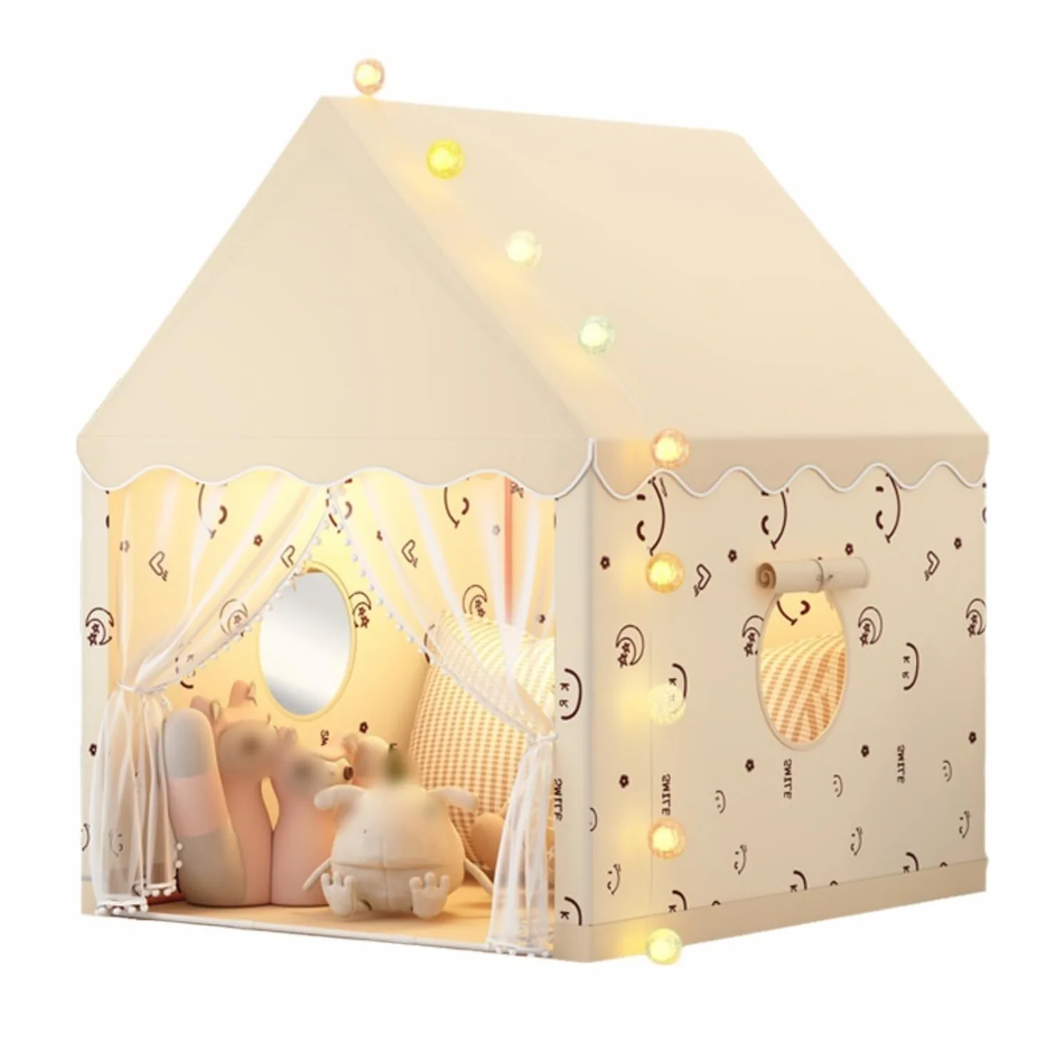 Tienda de campaña Infantil Casitas de Tela Castillo de Princesa Beige