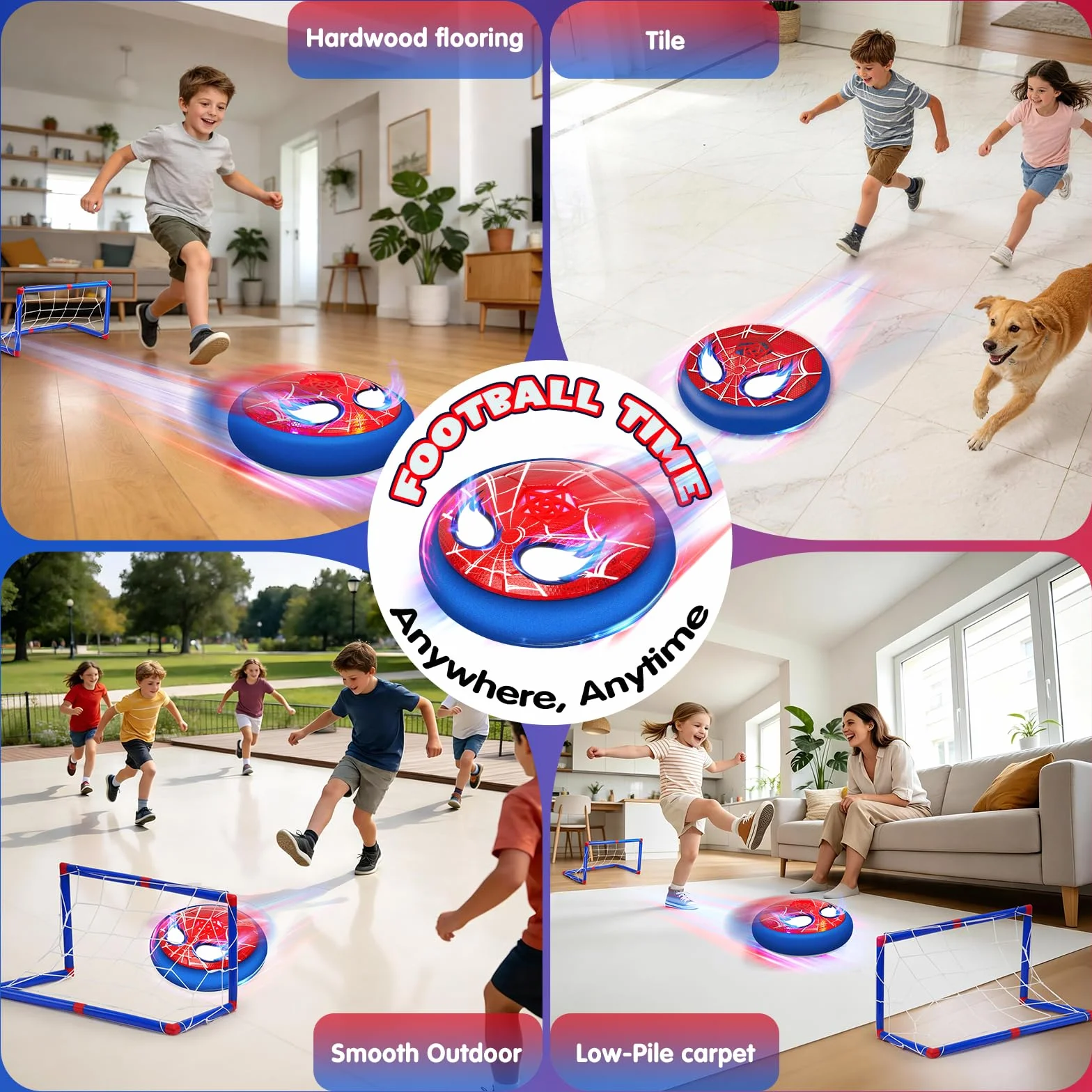 Balon Futbol Juguetes Niños 4 5 6 7 8 9 10 Años, Pelota Futbol Niño con Ojos Brillantes & 2* Porterias, Juegos de Balón Fútbol Flotante para Niños-Regalo Ideal para Niños de 3 a 12 Años
