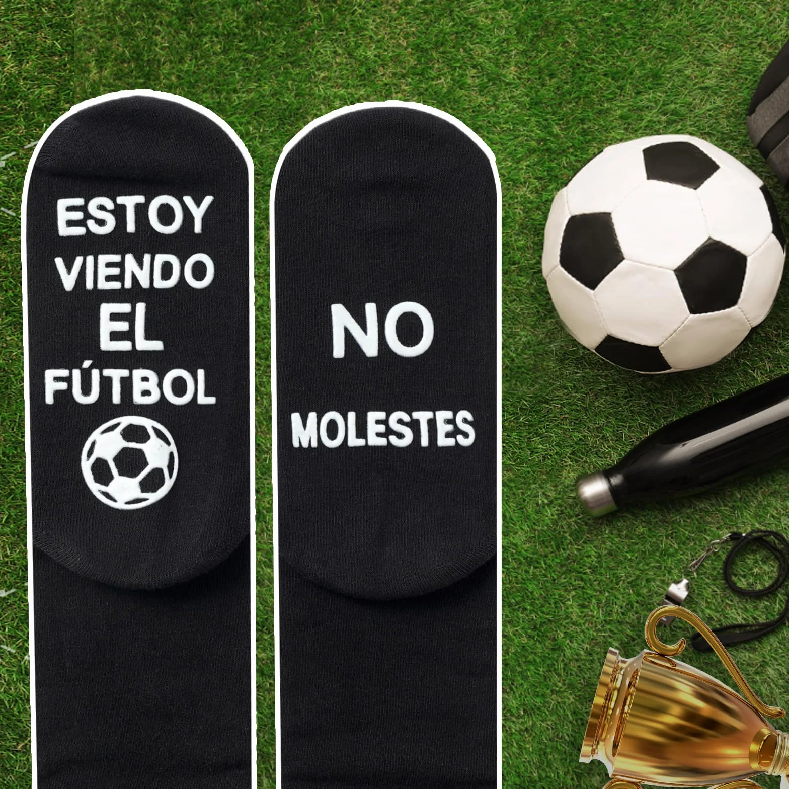 BISOUSOX Calcetines Hombre Algodón 39-46 Antideslizantes Fútbol Regalo