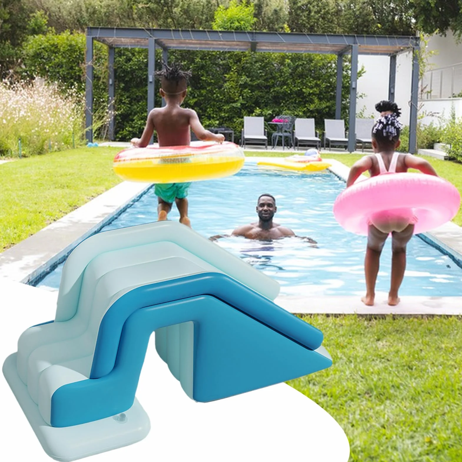Tobogán Acuático Inflable para Piscina - Tobogán para Piscina Infantil, Tobogán Inflable para Piscina, Tobogán para Piscina De Bolas Y Piscinas, Tobogán Hinchable Infantil para Piscina Pool