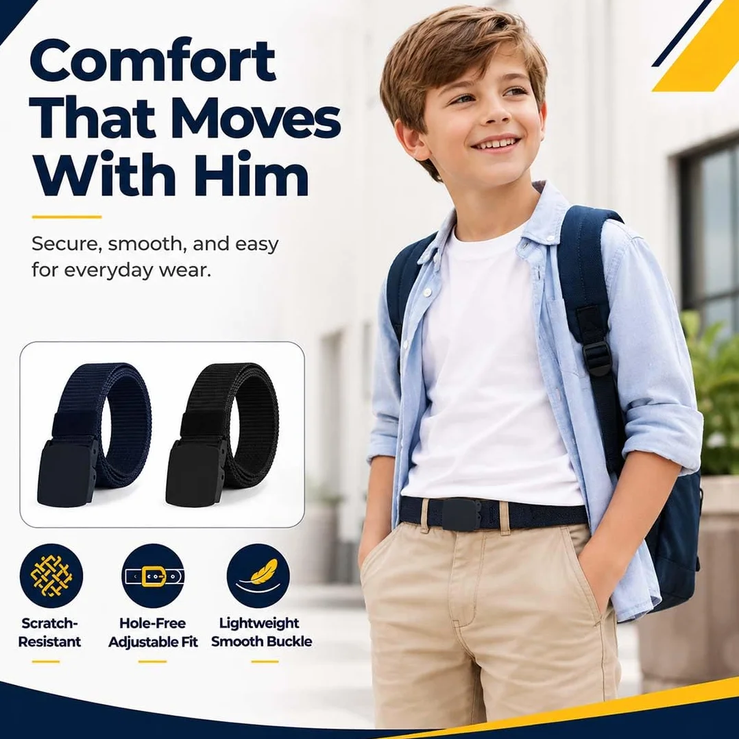 Cinturón Niño Nylon Hebilla Metálica Negro Talla Única Béisbol Golf