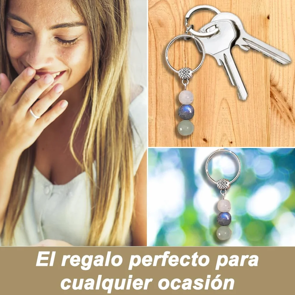 Bramart Llavero Personalizado con Cristales Naturales Regalo Piedras Curativas para Hombre y Mujer