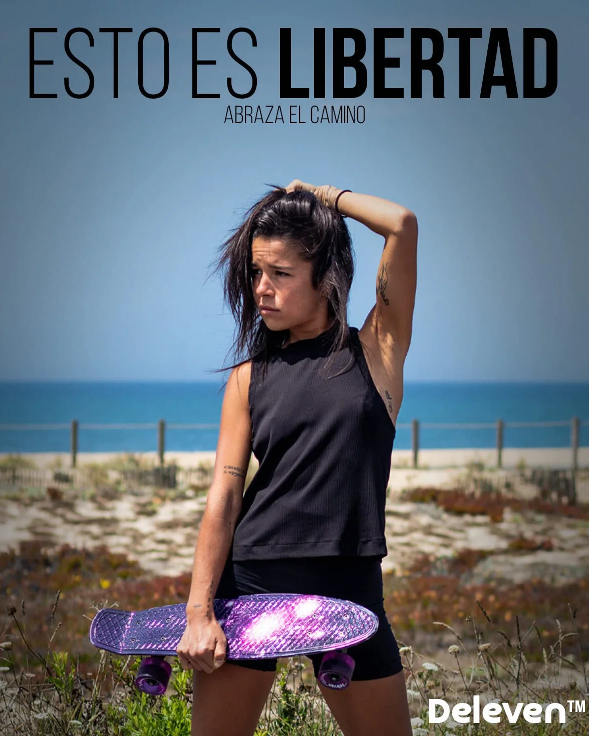 Deleven Monopatín 56cm con Ruedas LED, Herramienta de Skate y Rodamientos ABEC 7 - Skateboard para Niños Principiantes Adolescentes Adultos