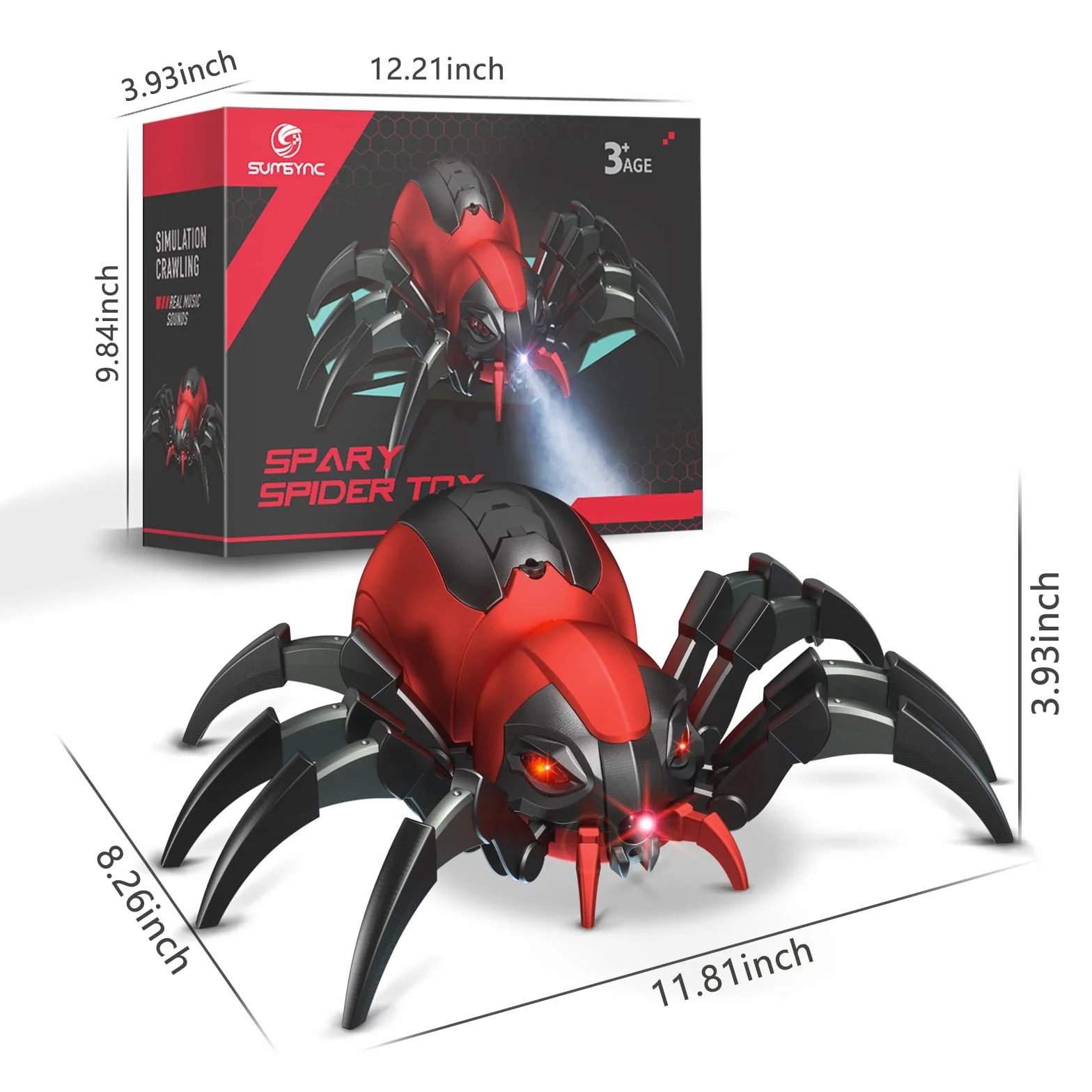 Araña RC Juguete de Araña con Control Remoto - Efectos Musicales, Luces LED, Regalo para Niños/as de 3 a 12 Años