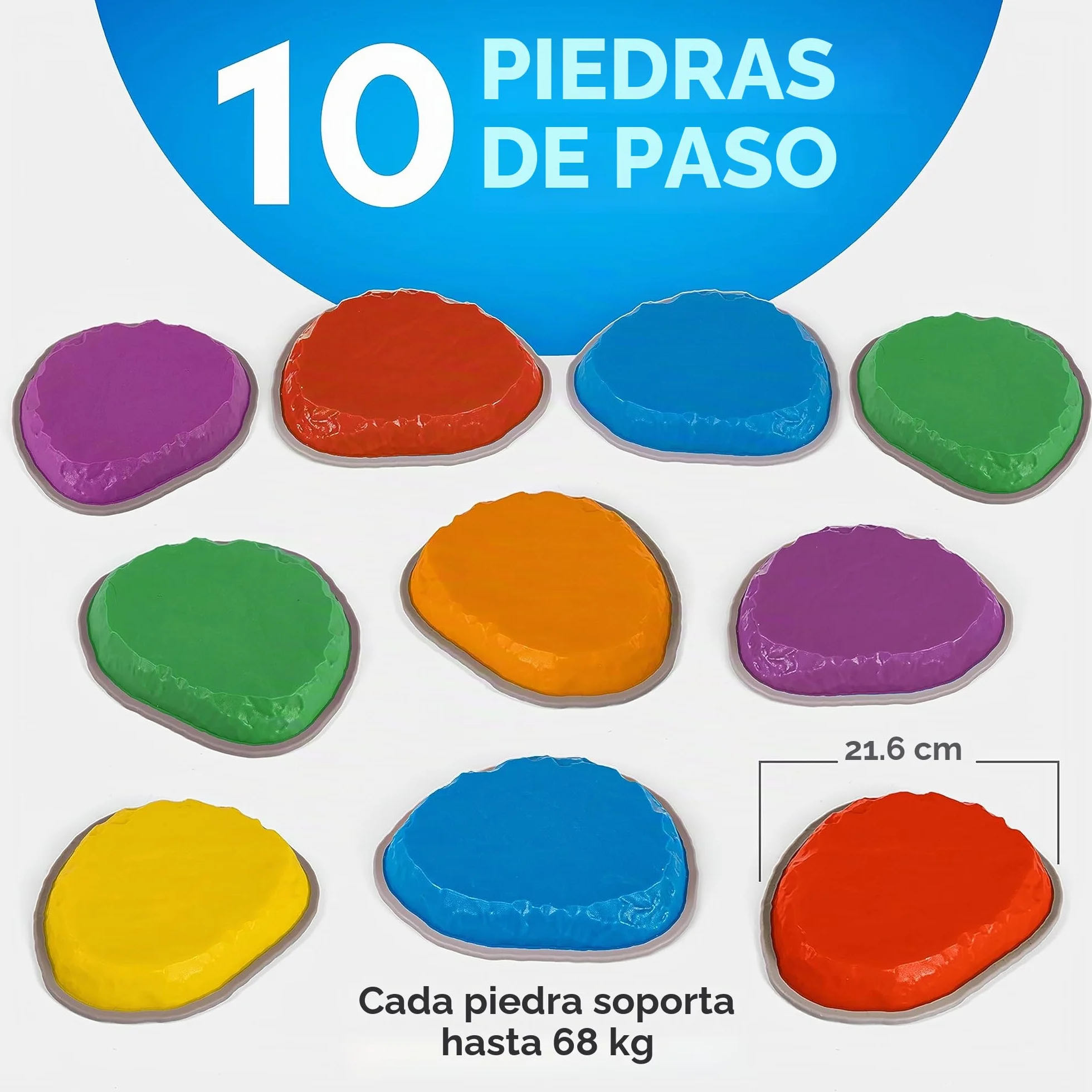 Blue Marble National Geographic Piedras de Equilibrio para Niños - 10 Piedras Duraderas Antideslizantes para Desarrollar Habilidades Motoras y Equilibrio