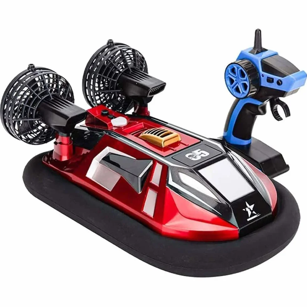 WOLWES RC-Boot Amphibisches Ferngesteuertes Hovercraft, 2,4-GHz-RC-Fahrzeug, Wasserland-Hochgeschwindigkei S-RC-Schiff, Wasserdichtes RC-Boot-Stunt-Elektrospielzeugauto, Kindergeburtstagsgeschenk