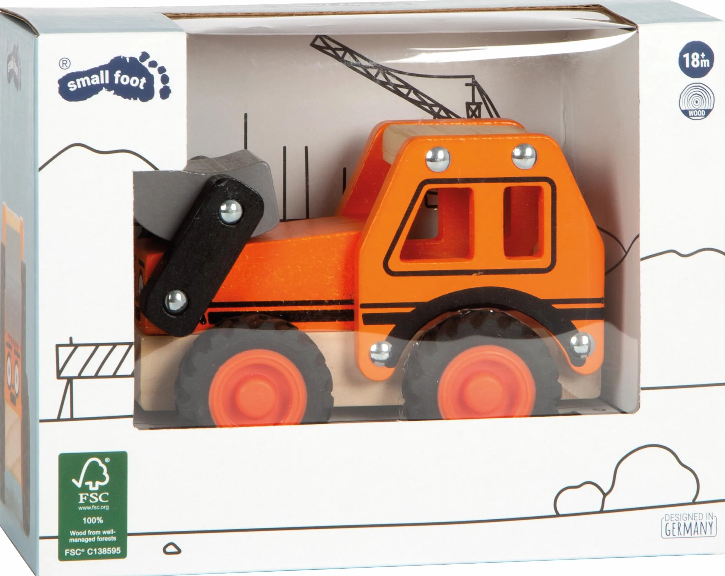 Small Foot Excavadora de Madera FSC® 100% certificada, Cargador Frontal, Desde los 18 Meses, 12447