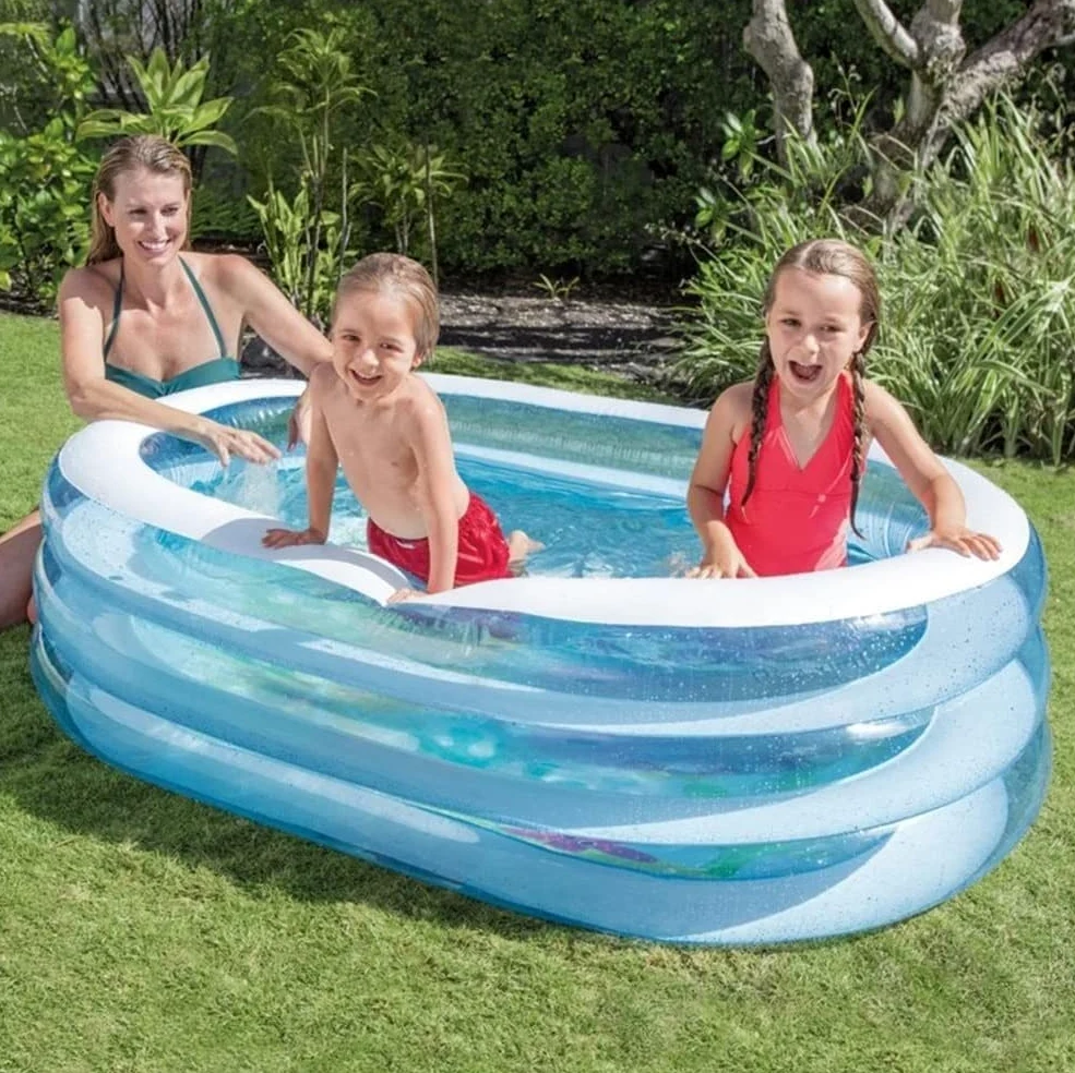 Piscina de jardín, Piscina Infantil Hinchable Azul 163x107x46cm