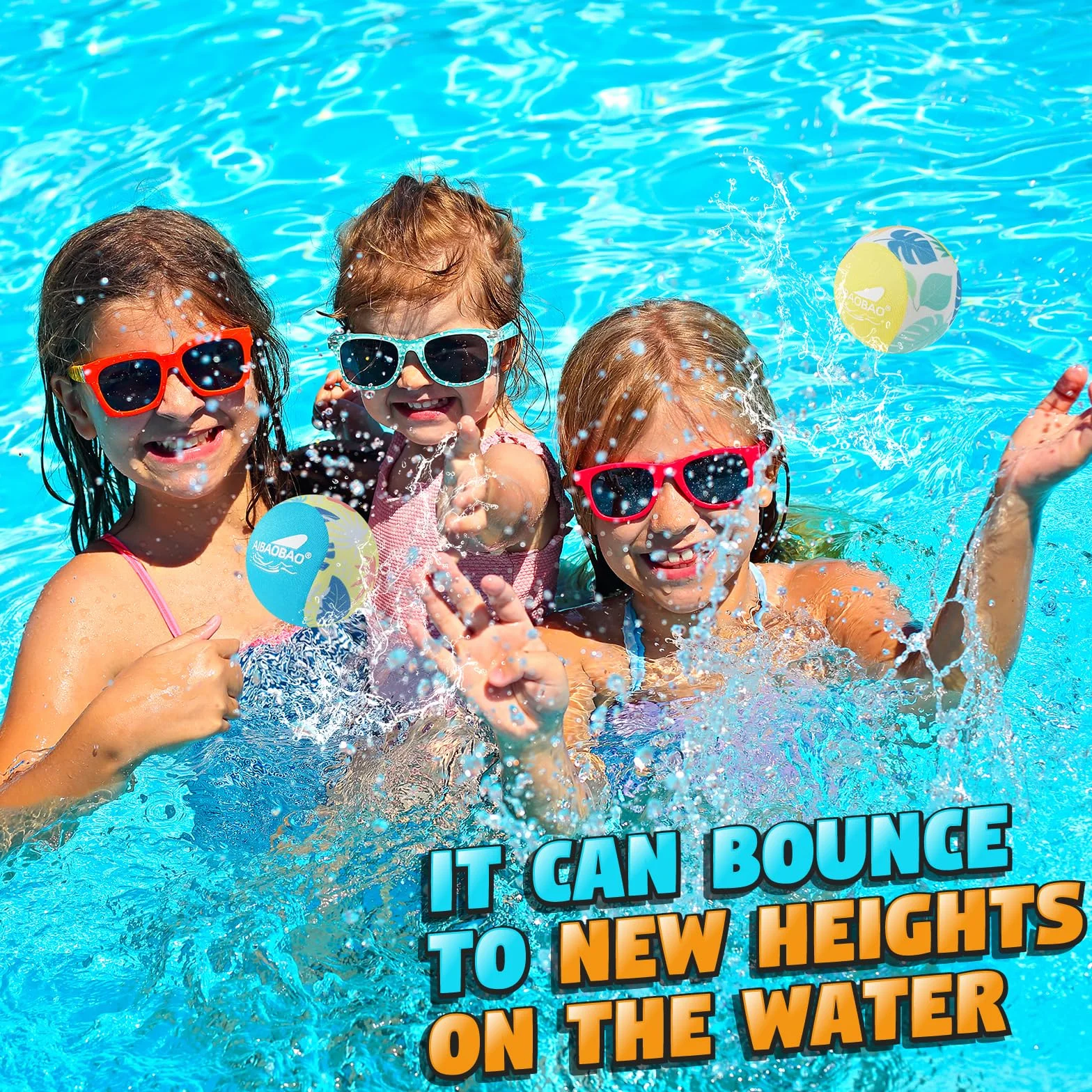 Pelota de Agua Que Rebota 2 PCS Ø55mm, Pelotas Saltarinas para Piscina y Playa, Reutilizables de Secado Rápido con Funda de Lycra, Juegos de Verano para Niños y Adultos (Amarillo + Azul)