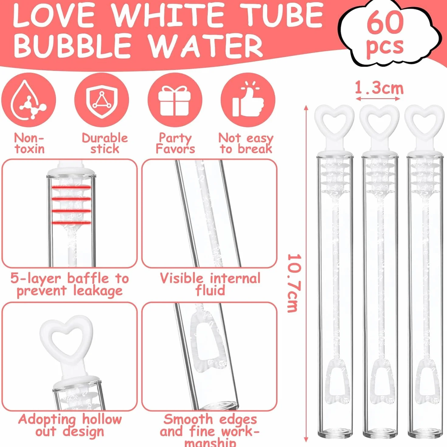 60 Pompas de Jabón para Bodas,Blanco Mini Varitas de Burbujas,Pomperos Boda con Asa en Forma de Corazón,Decoración Burbujas para Bodas,Bautizos,Cumpleaños,San Valentín,Fiesta