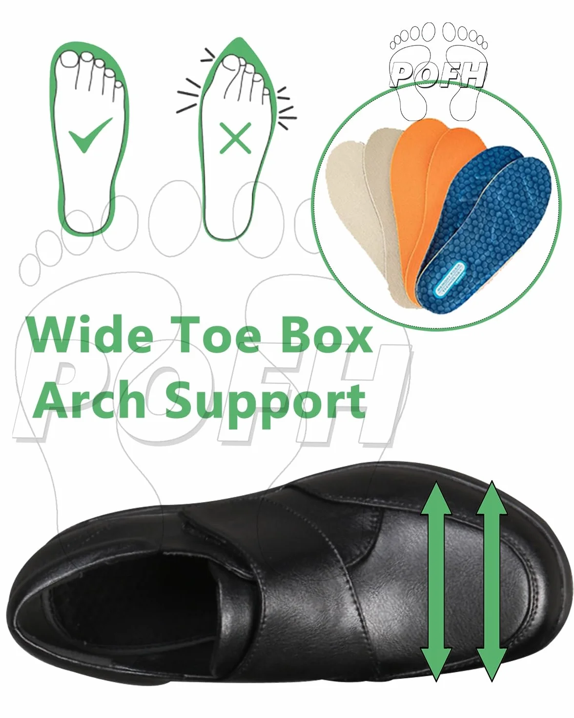 Zapatos ortopédicos para caminar de cuero PU transpirables para mujer y hombre diabéticos