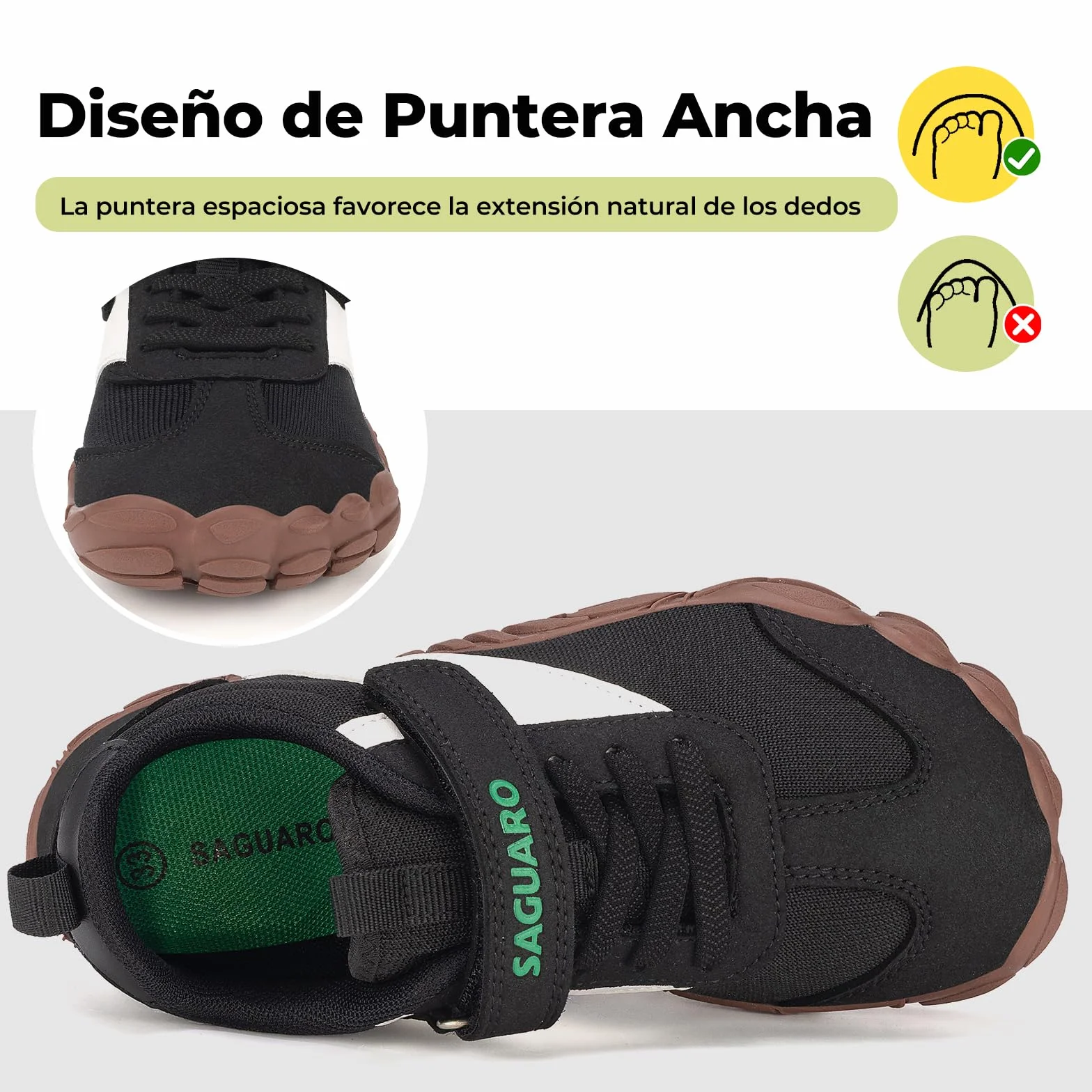 SAGUARO Zapatillas Barefoot Niños Niña Sneakers Minimalista Puntera Ancha Gr.25-36