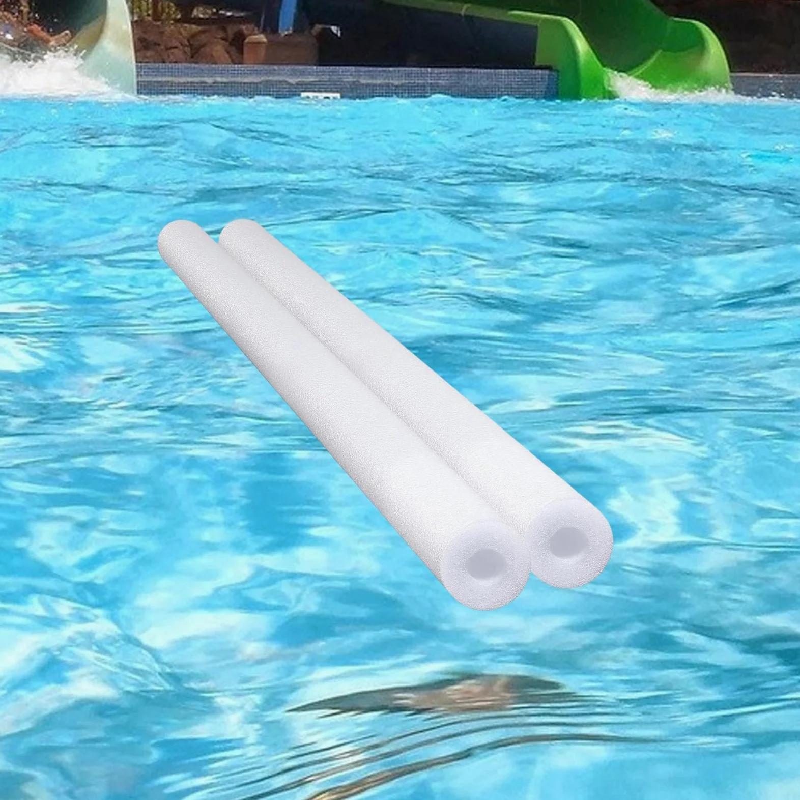 2 flotadores de Piscina Reutilizables, Tubos Huecos para Principiantes, para Playa, Fiesta, decoración, Blanco