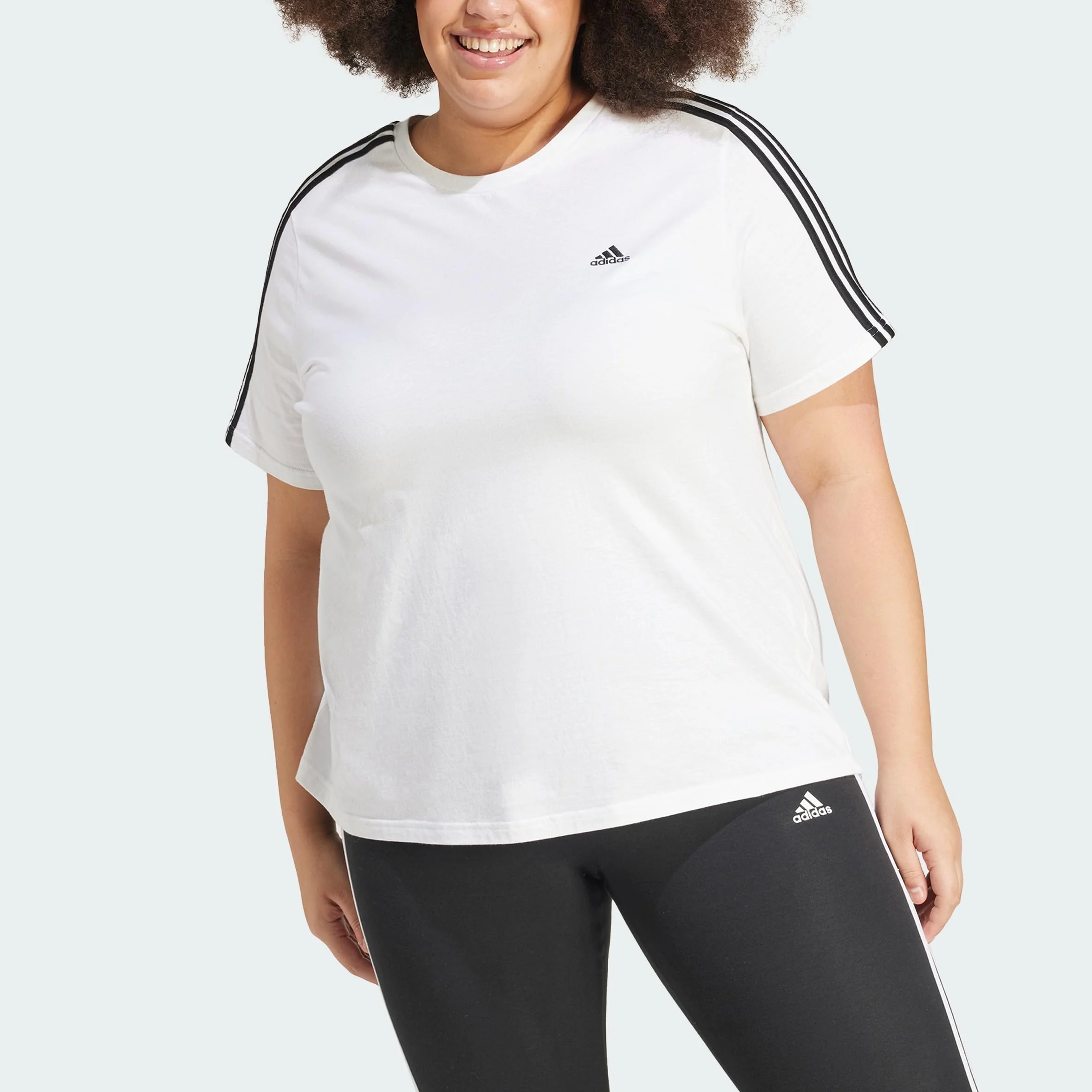 adidas Essentials Slim 3-Stripes T-Shirt Plus Size Mujer