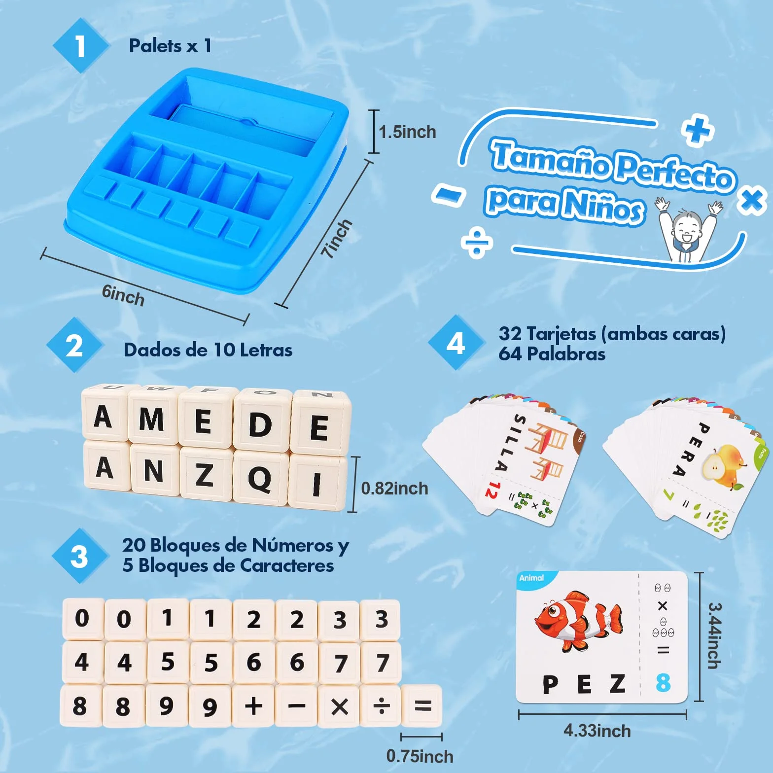 Joozmui Juguetes Niños 3 4 5 6 7 8 Años, Juegos Educativos Niños 3-10 Años Regalo Niña 3-11 Año Juegos para Niño Juguete Niña Aprender a Leer Juguete Montessori Scrabble Español