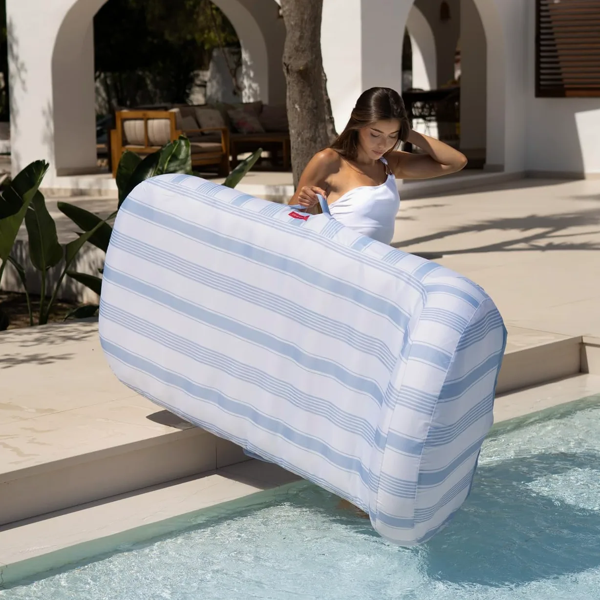 Flamingueo Colchoneta Piscina - Tumbona Hinchable - Extra Grande - Estructura Interior PVC - Funda Exterior Poliéster