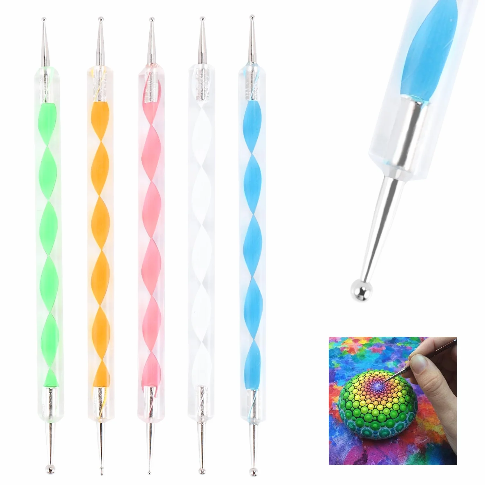 16 piezas Mandala Dotting Herramientas para Pintura Rocas Mandala Plantillas Kit Bola Stylus Arcilla Escultura Herramientas