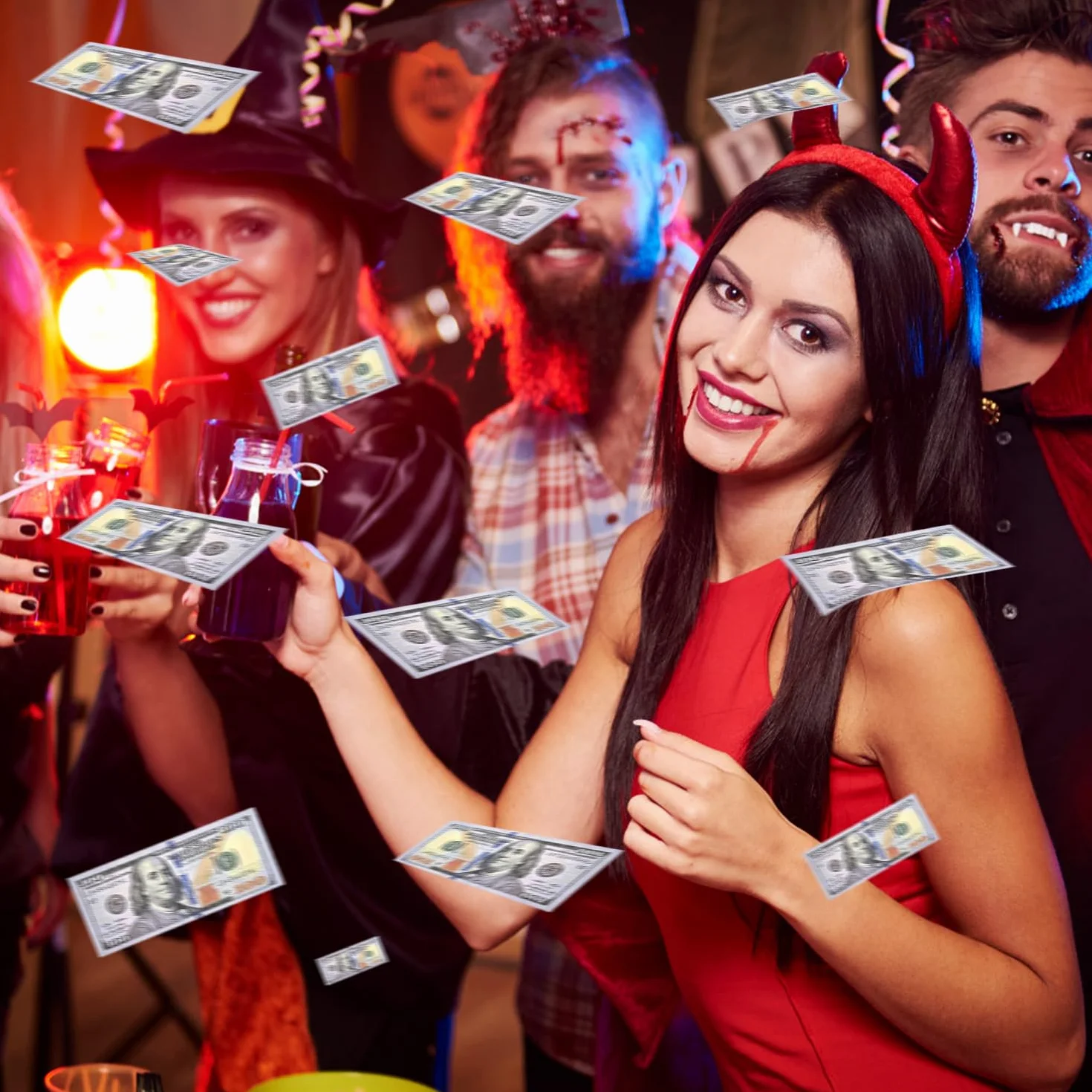 AMJKEJI 100 Piezas Billetes Falsos Tamaño Original Dólares, Copy Billetes Dolar Falsos 100$ Dinero Juguete para Caja Registradora Niño, Juego de rol, Películas, Anuncios Publicitarios