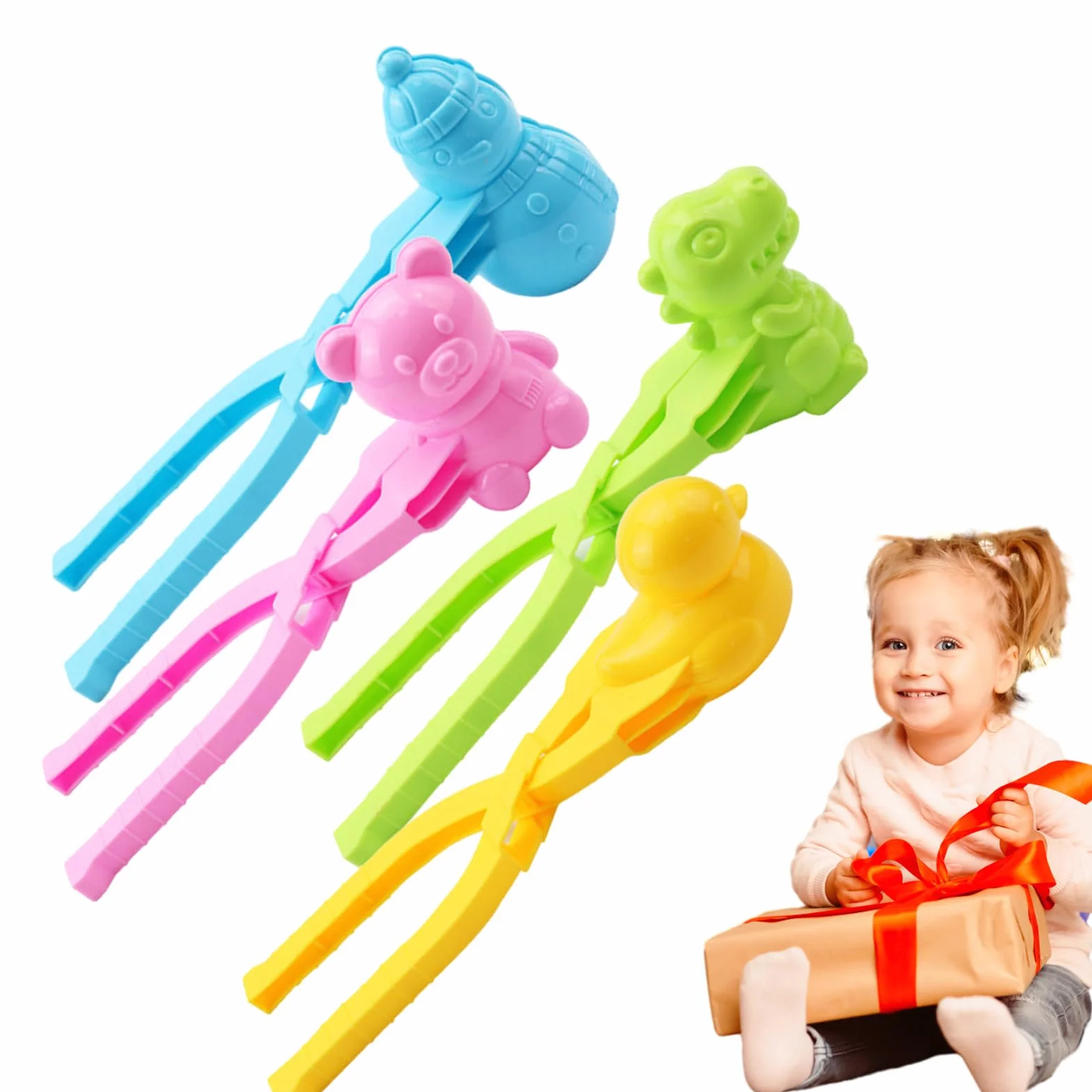 8 piezas de fabricación de bolas de nieve, pinzas para bolas de nieve para niños, moldeador de bolas de nieve con mango, juguete divertido para la nieve para niños, para diversión al aire