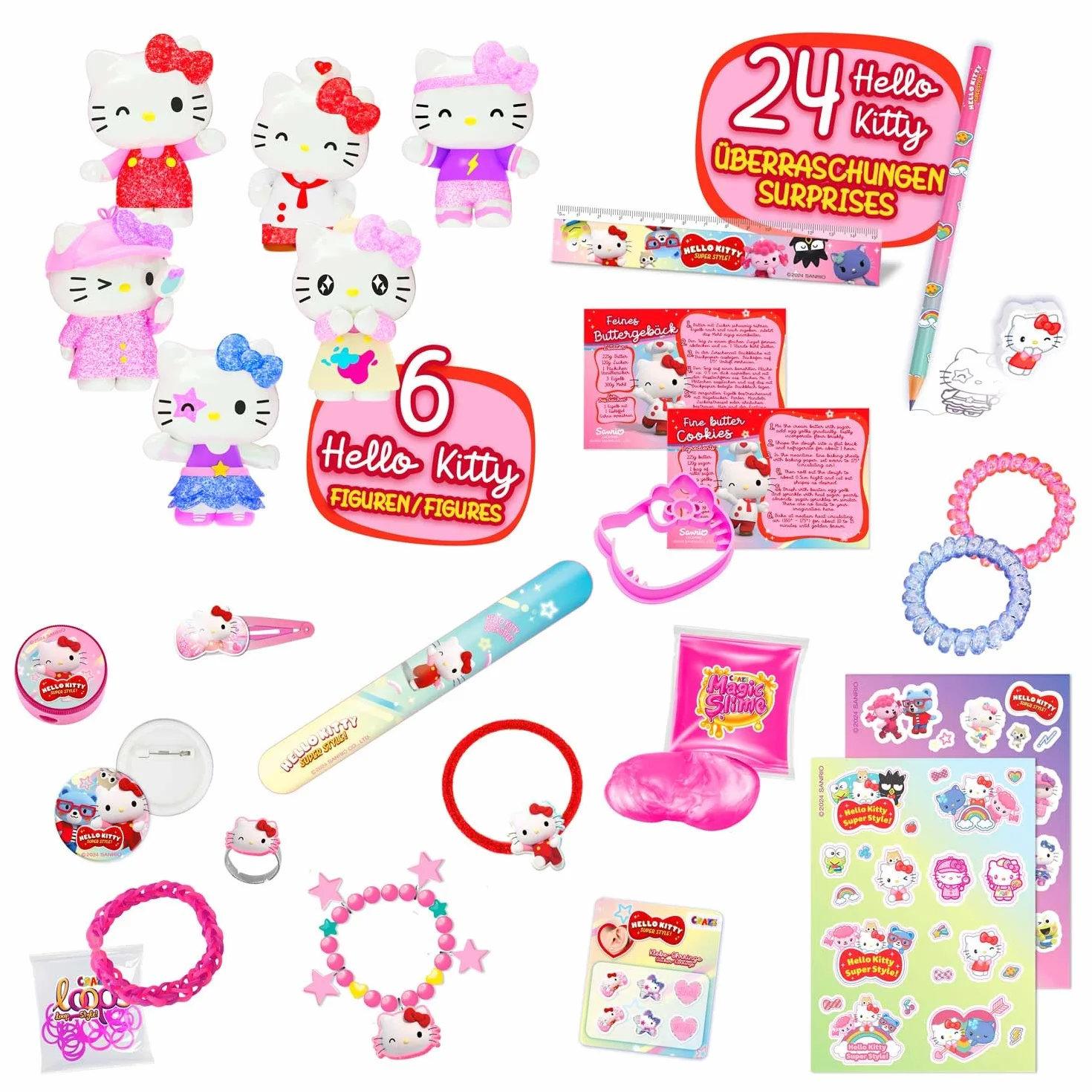 CRAZE Hello Kitty Calendario de Adviento con Juguetes y Accesorios para Niños y Niñas - Calendario de Navidad con 24 Sorpresas de Hello Kitty