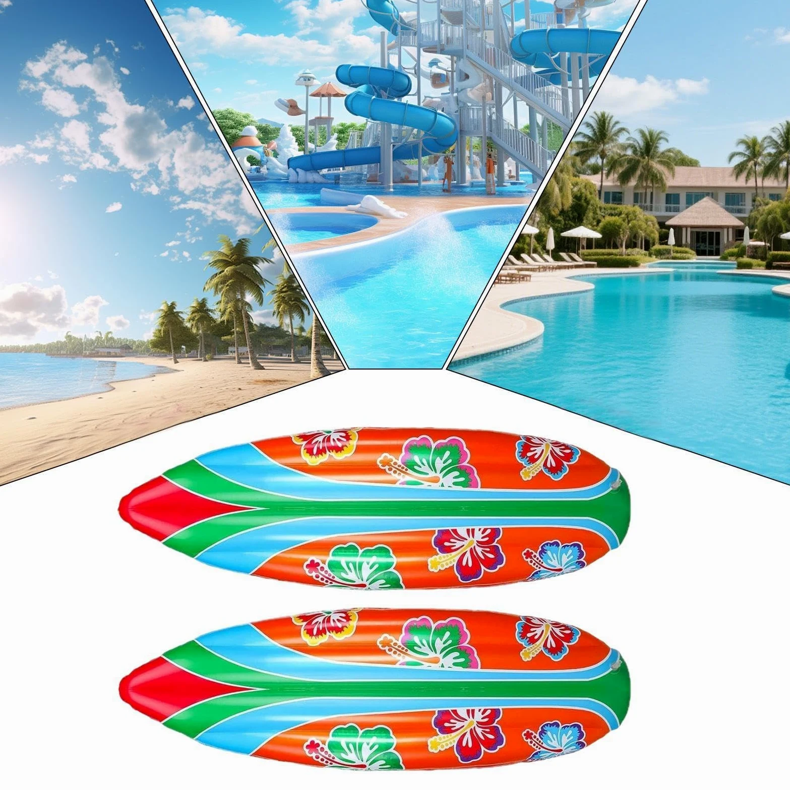 Tabla De Surf Hinchable Juguete Acuático Portátil, Set De 2 Piezas | Tabla Surf Para Niños para Playa de Verano, Piscina al Aire Libre, Decoración para , Patio y Juegos