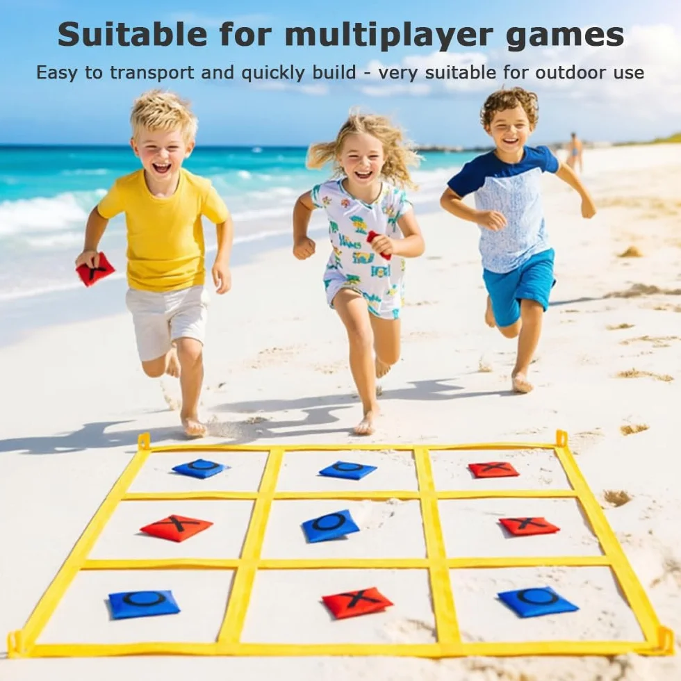 Juego para Exteriores Tic TAC Toe, Juego Gigante de Tres en Raya 1.2m con 10 Piezas X y O, Juegos De Patio Gigantes para Adultos, para Exteriores, Camping, día de Campo, para la Familia