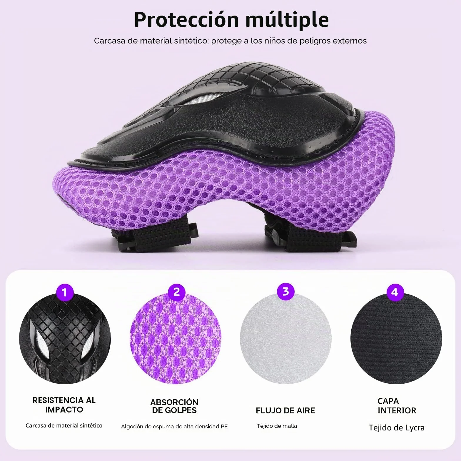 Set de Protección Patinaje Infantil Casco Ajustable Rodilleras Coderas para Ciclismo Monopatín Deportes Extremos