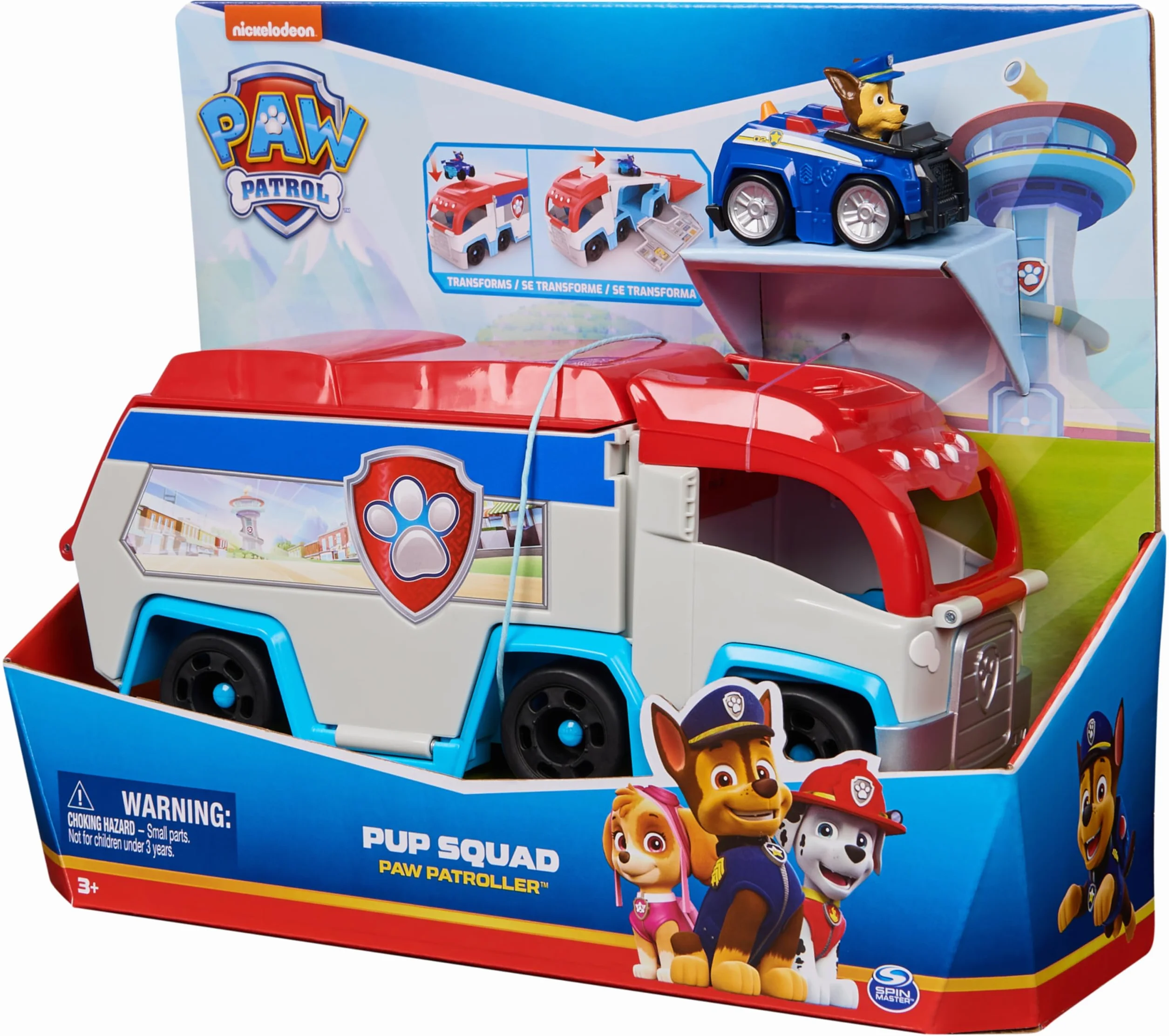 Patrulla Canina - Pack Coche Pup Squad Paw Patroller Transformable y Vehículo con Figura Chase - Patrulla Canina Juguetes - Juguetes Niños 3 años + - Regalo Niño 3 años +