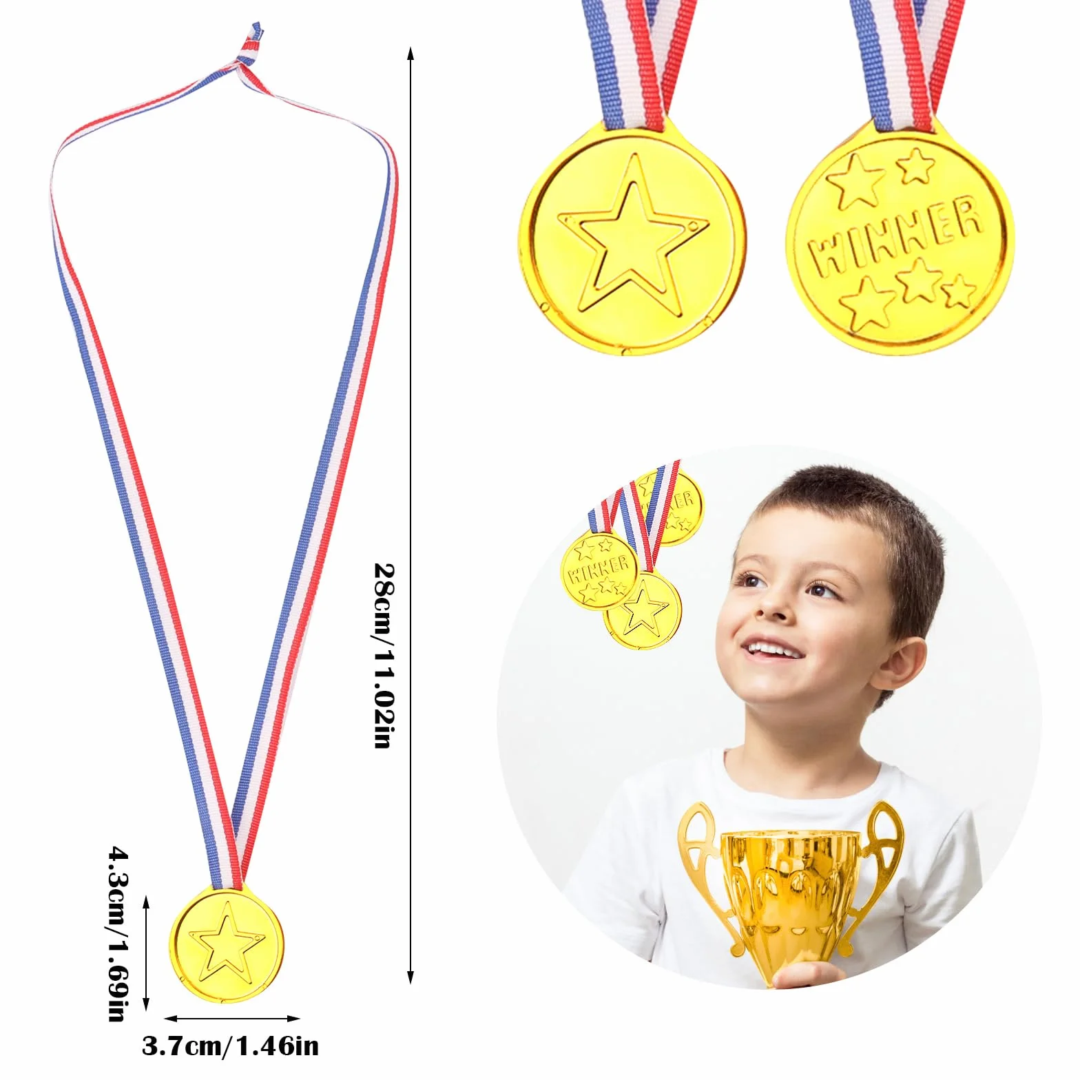 Talifoca 18 Medallas de Ganador de Oro, Plástico para Niños Deportivas