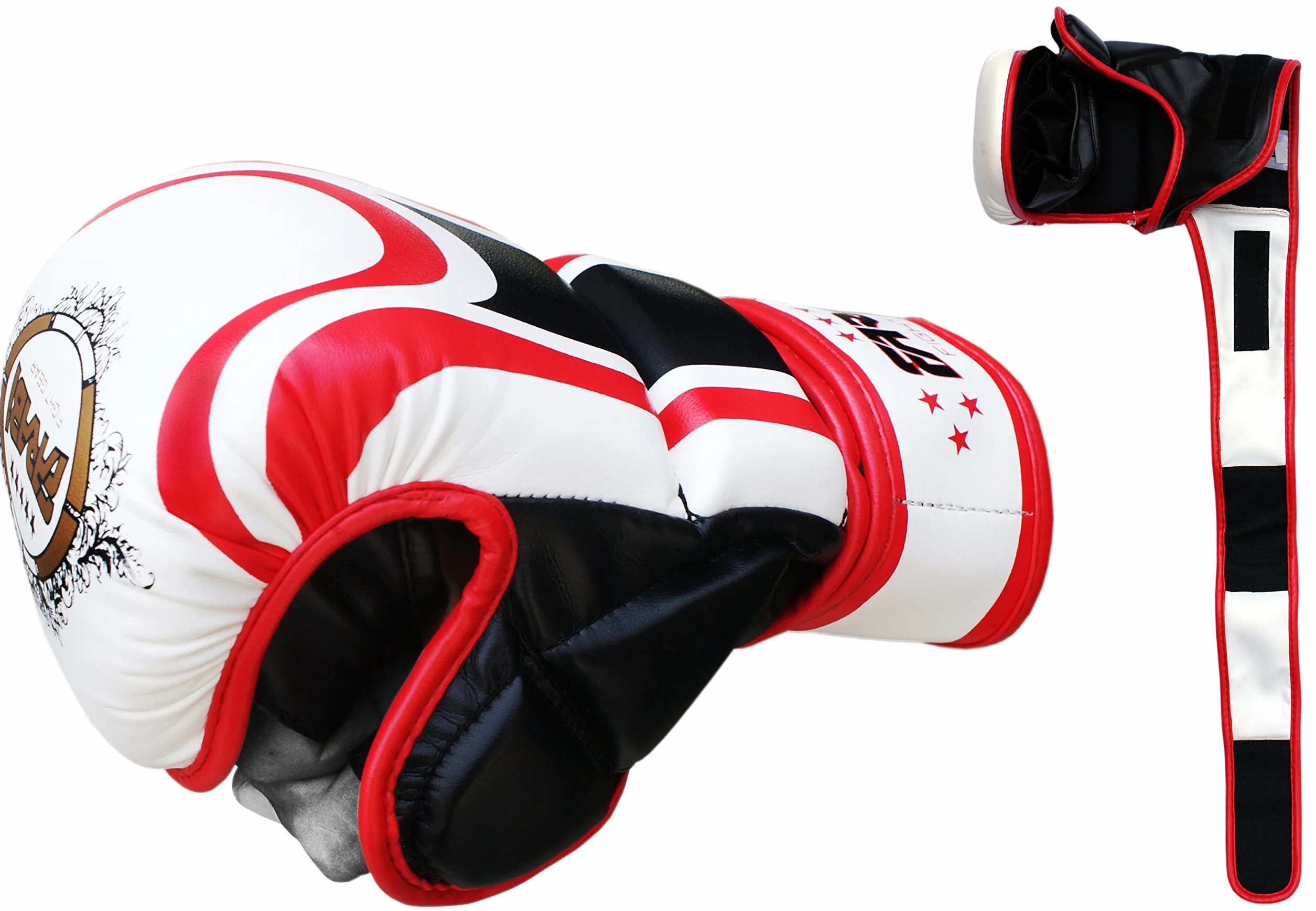 Farabi Sports Guantes MMA con Soporte de Muñeca Ajustable Palma Abierta para Muay Thai