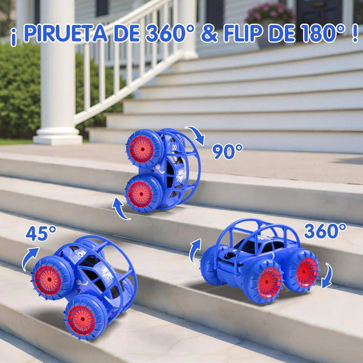 ifollower Coche Teledirigido 4x4 Camión Anfibio, 360° Acrobacias y LED, 15km/h, Carga USB-C Directa, Juguete para Niños 3 4 5 6 7 8 9 10 11 12 Años, Regalo Navidad Cumpleaños