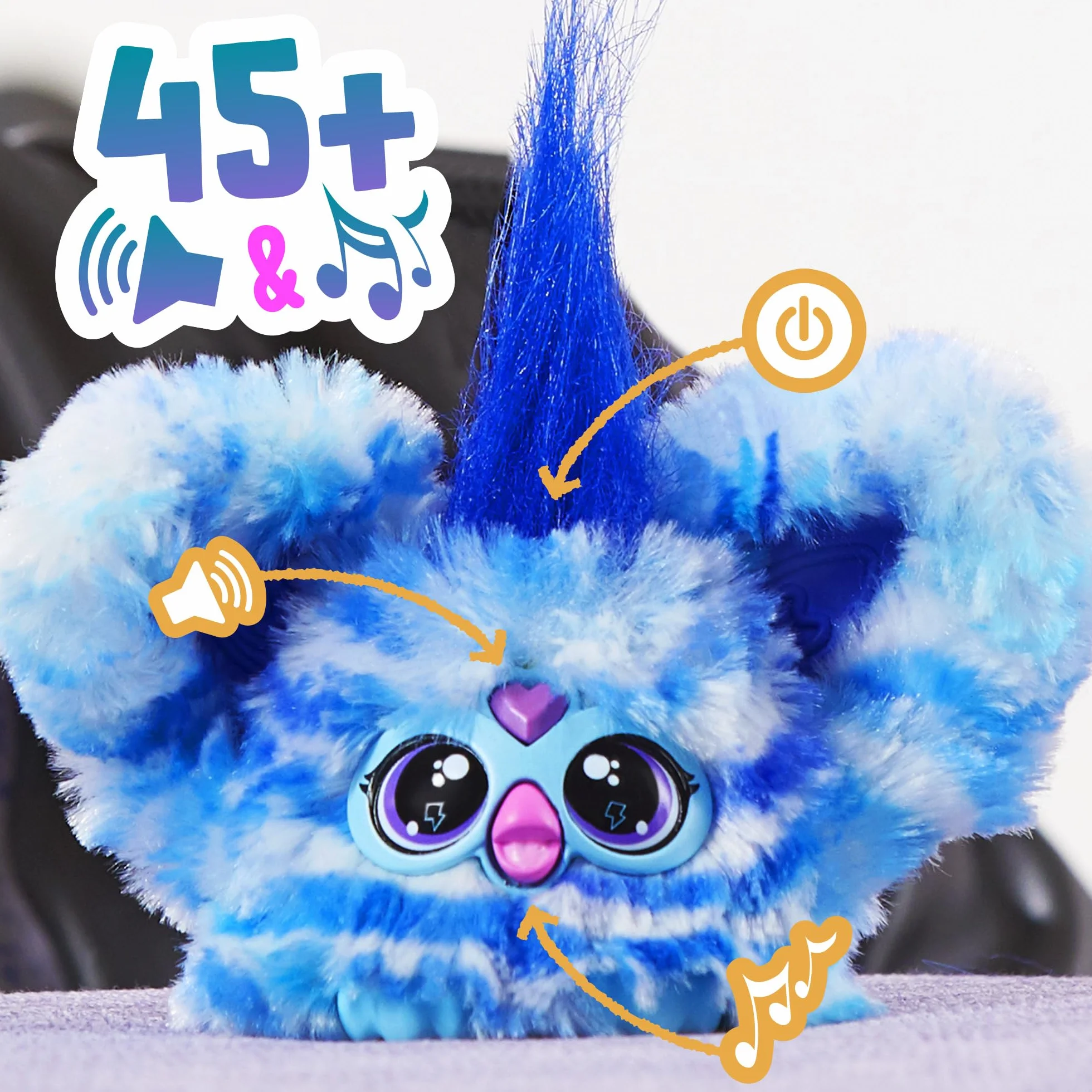 Furby Furblets, Miniamigo Ooh-Koo, Más de 45 Sonidos, Música Rock y Frases en Furbish, Peluche electrónico para niños y niñas a Partir de 6 años, Azul y Blanco