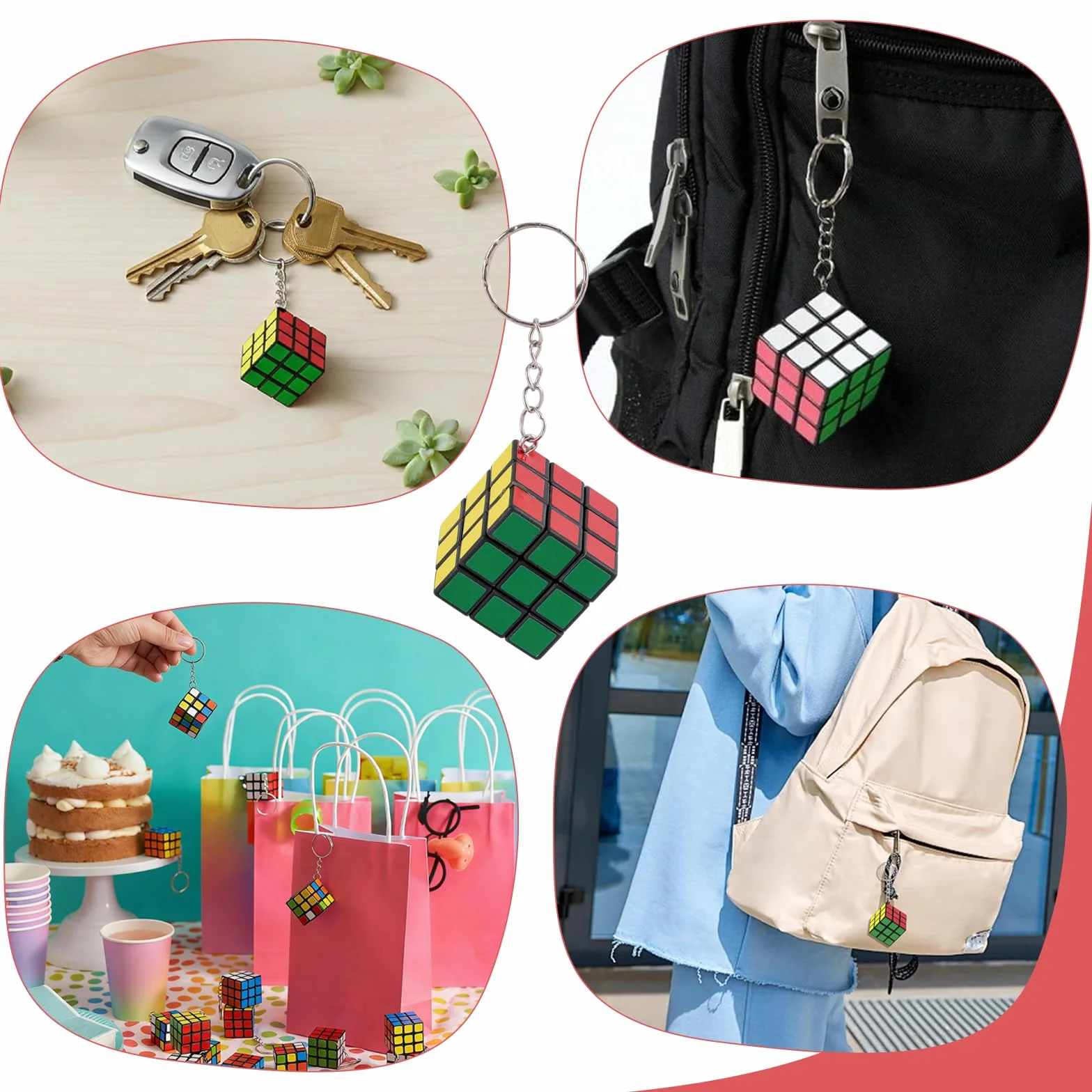 20 Piezas Mini Cubo Mágico Llavero (3cm) - Detalles Cumpleaños Infantiles y Relleno Piñata - Juguete Rompecabezas Antiestrés para Niños y Calendario de Adviento (Multicolor)