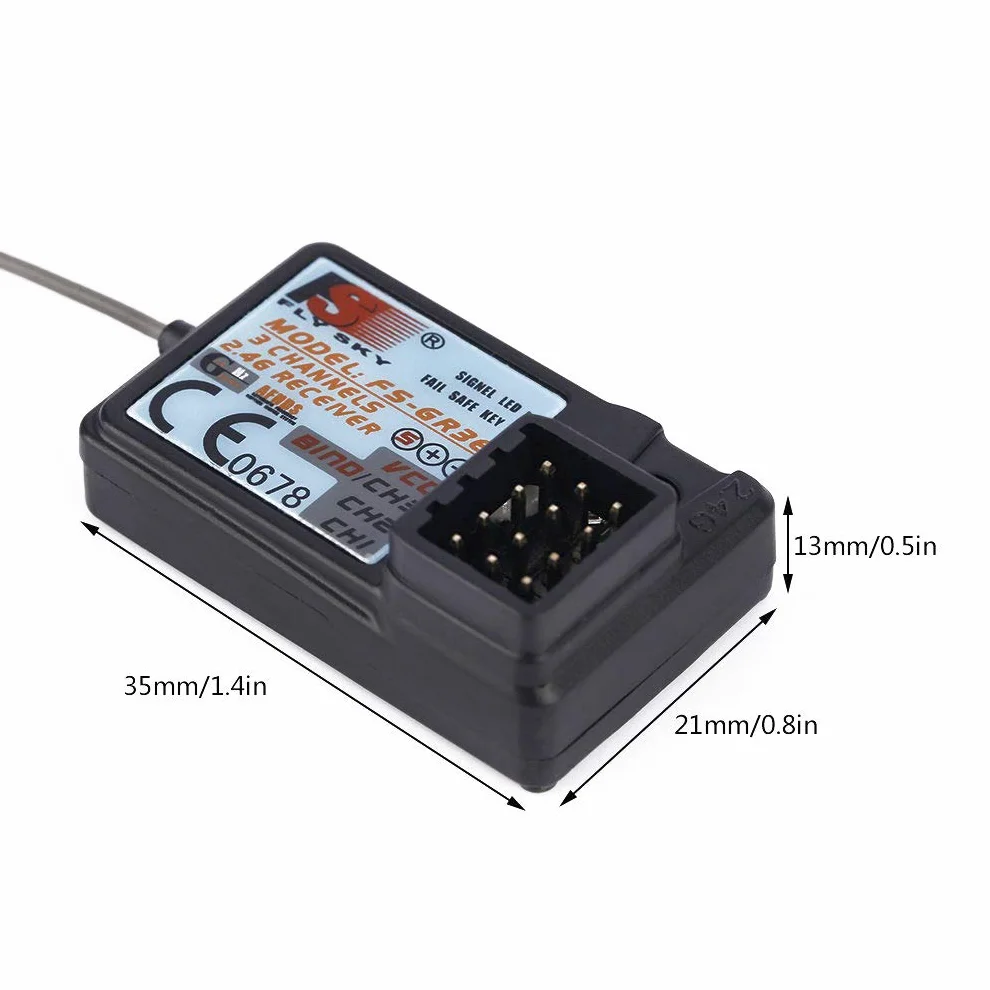 Flysky - Receptor FS-GR3E, resistente al agua, 3 canales, frecuencia 2.4G, receptor de 5 V CC para FS-GT2 FS-GT2B FS-GT3B FS-GT3C FZ-IT4S RC transmisor de barco Geekstory
