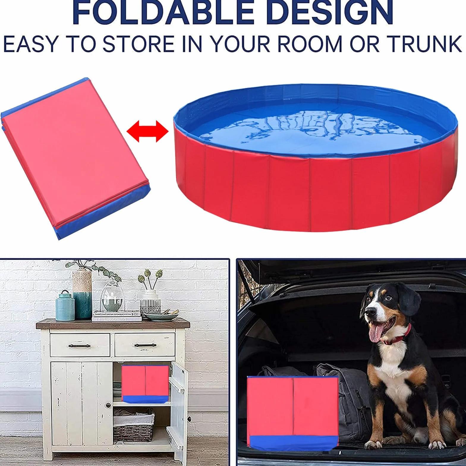 Butyeak Plegable - Piscina para Perros y Gatos, Portátil PVC, 60 x 20 cm