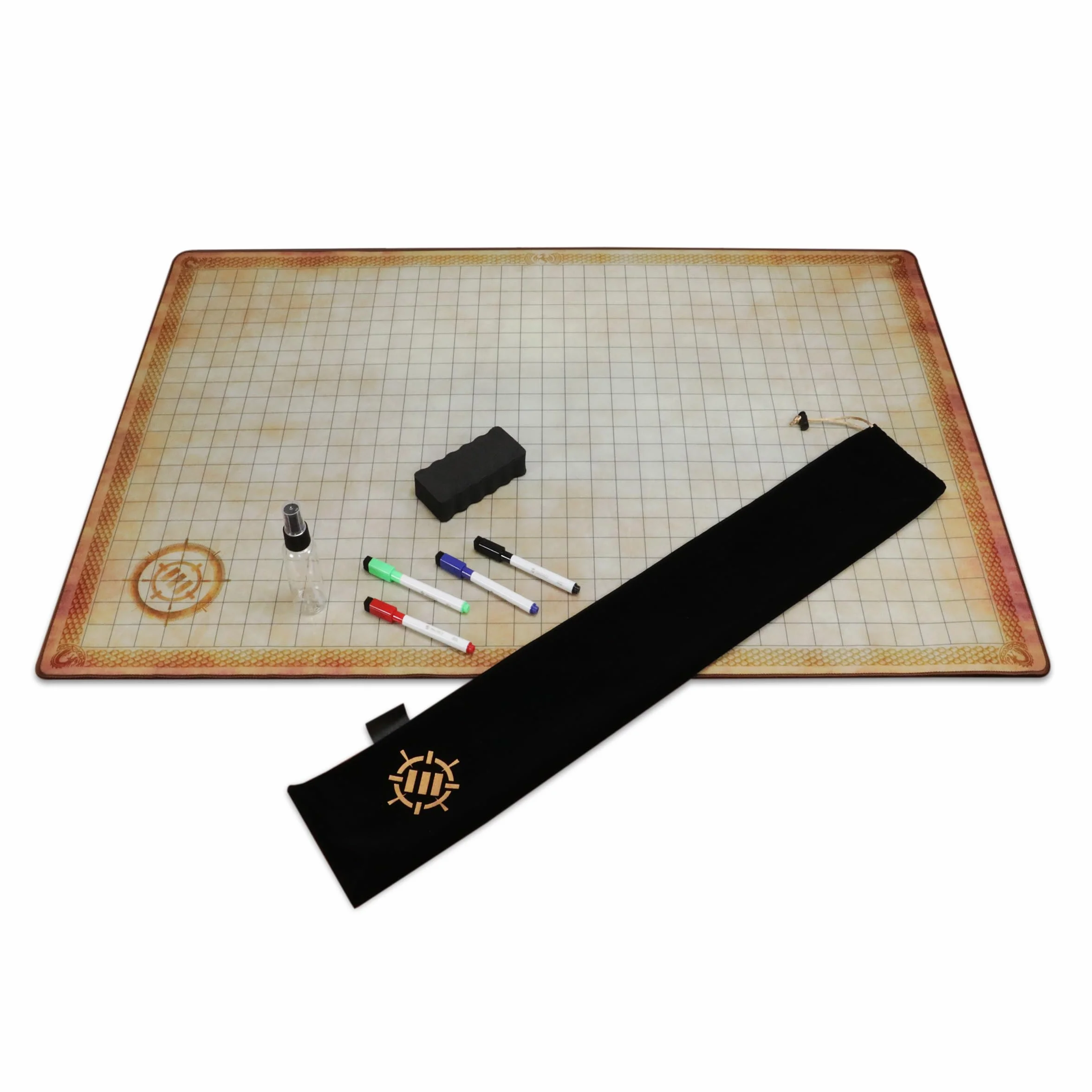ENHANCE Deluxe RPG Grid Mat - Mapa de DND (61 x 91 cm) con Goma de Primera Calidad, Agarre Antideslizante, Sin Arrugas - Juego de Tapetes de DND de Borrado Húmedo en Seco
